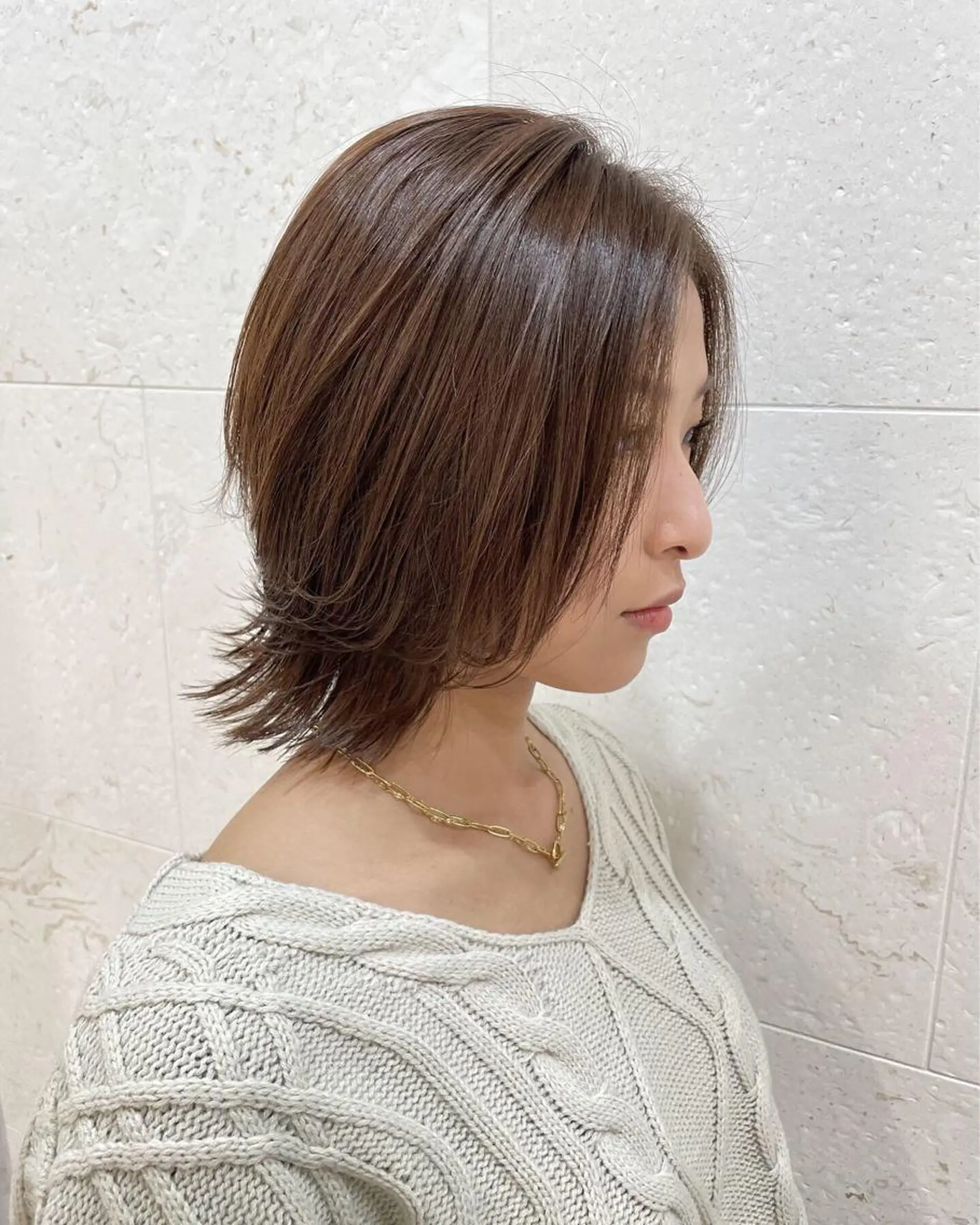 ミディアム カラー アディクシーカラー カット ヘアカラー トリートメント 斉藤 貴也のヘアスタイル