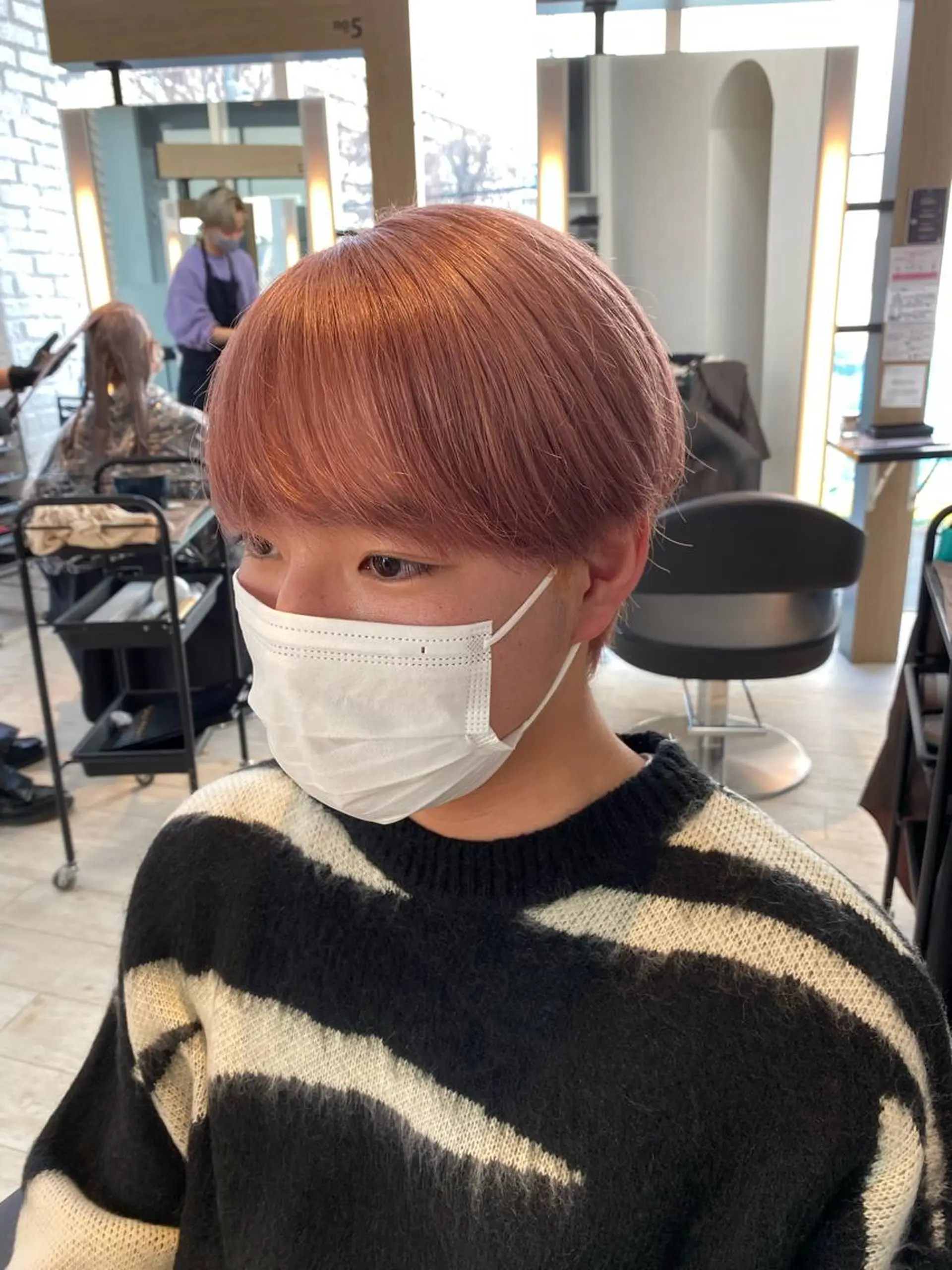 ショート カラー メンズ ベージュカラー ピンクカラー ピンクベージュ カット ヘアカラー トリートメント 鈴木直之/ハイトーン /ボブ/美髪矯正のヘアスタイル