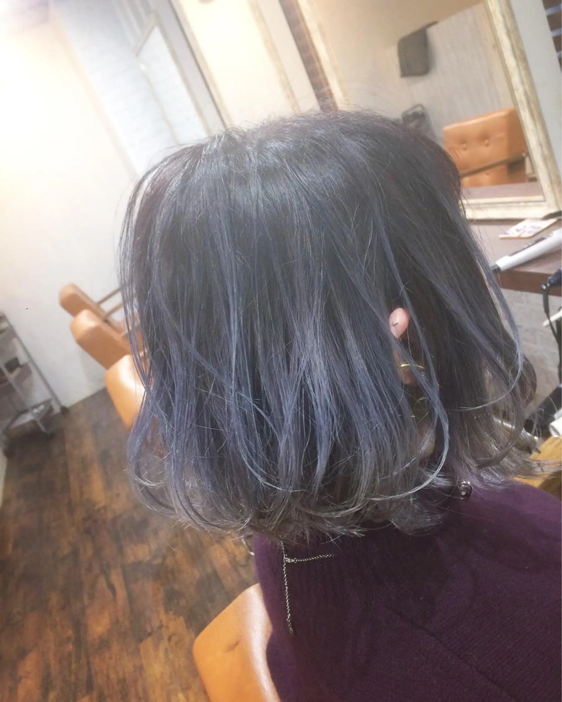 ショート カラー パーマ ヘアアレンジ ブルーカラー ブルーラベンダー ラベンダーカラー youres hair 新宿3丁目店所属・新宿.代表.透け髪 TAKAケアブリーチのヘアスタイル