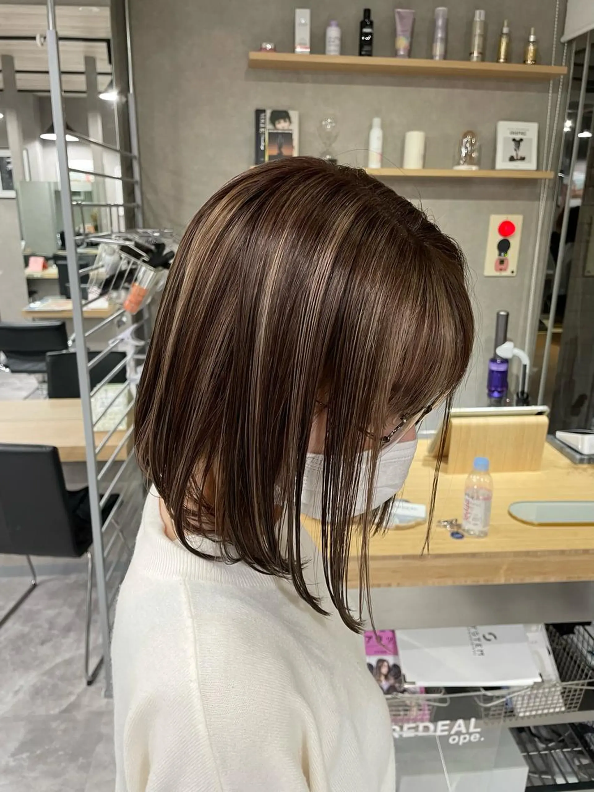ミディアム ハイライト REDEAL SHIBUYA所属・maya/レイヤー カット/ミインパーマのヘアスタイル