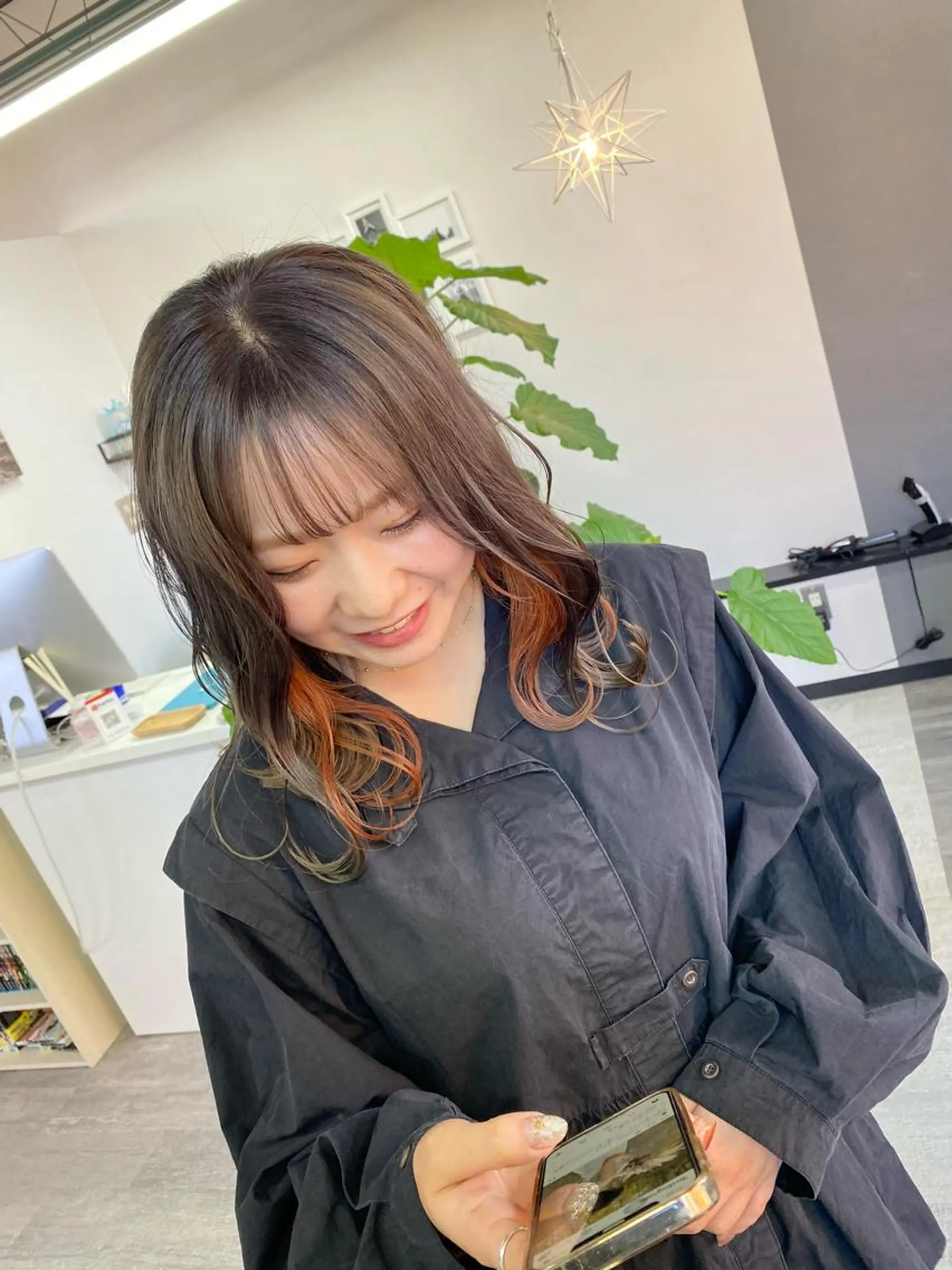 ミディアム カラー ヘアカラー トリートメント 名畑 裕貴のヘアスタイル