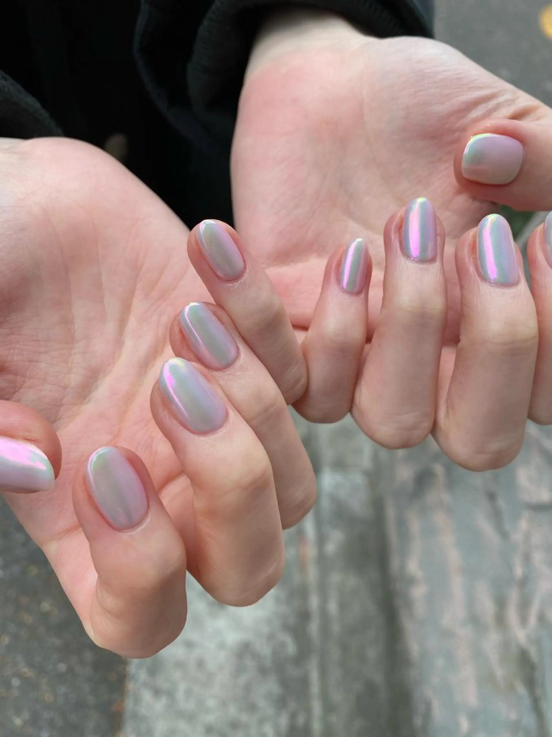 ネイル オーロラネイル ホワイト 🌼大西洋子 laughl🌼のネイルデザイン