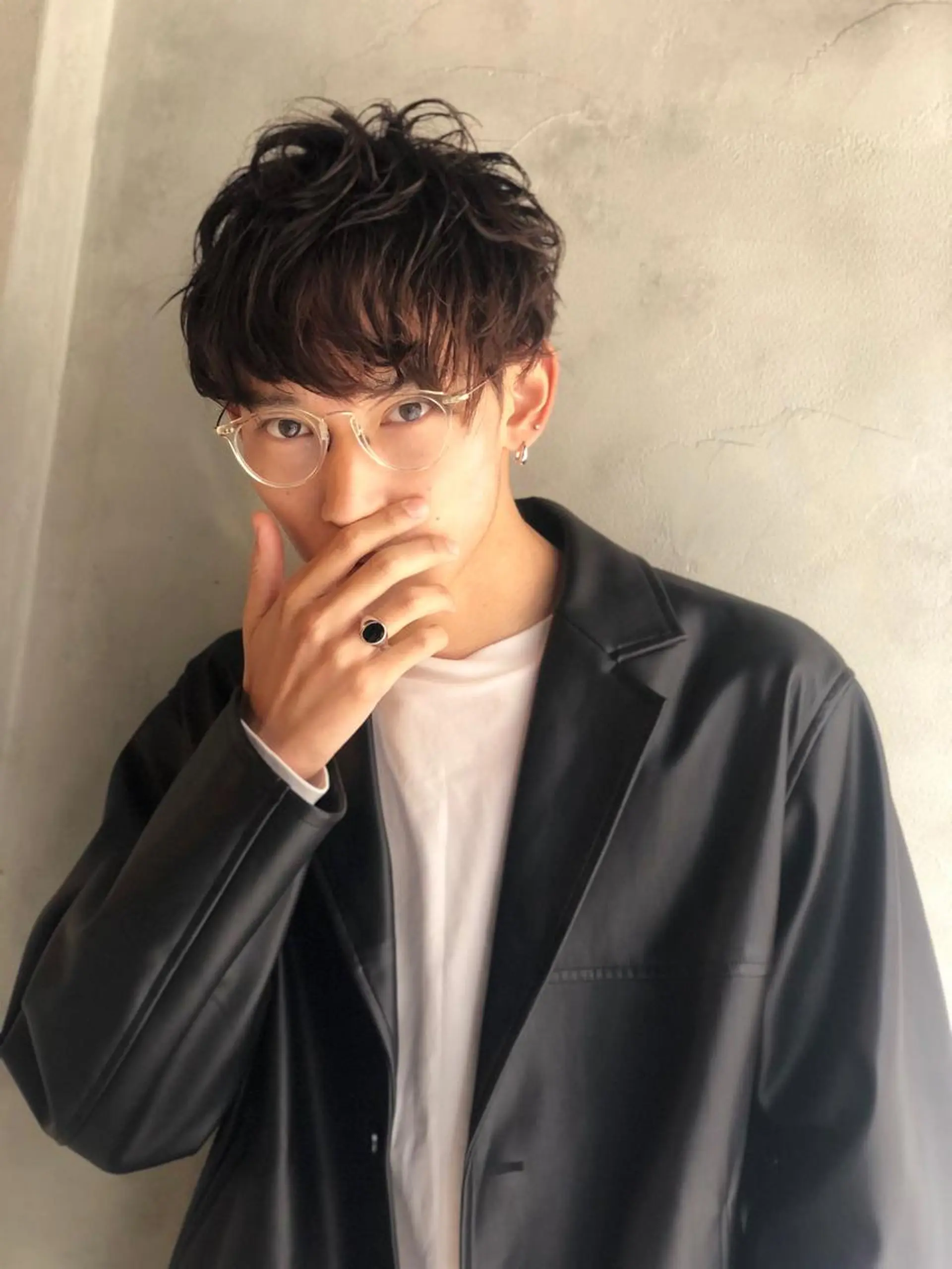 ショート カラー パーマ メンズ kiitos所属・関西センターパート メンズモデル募集のヘアスタイル