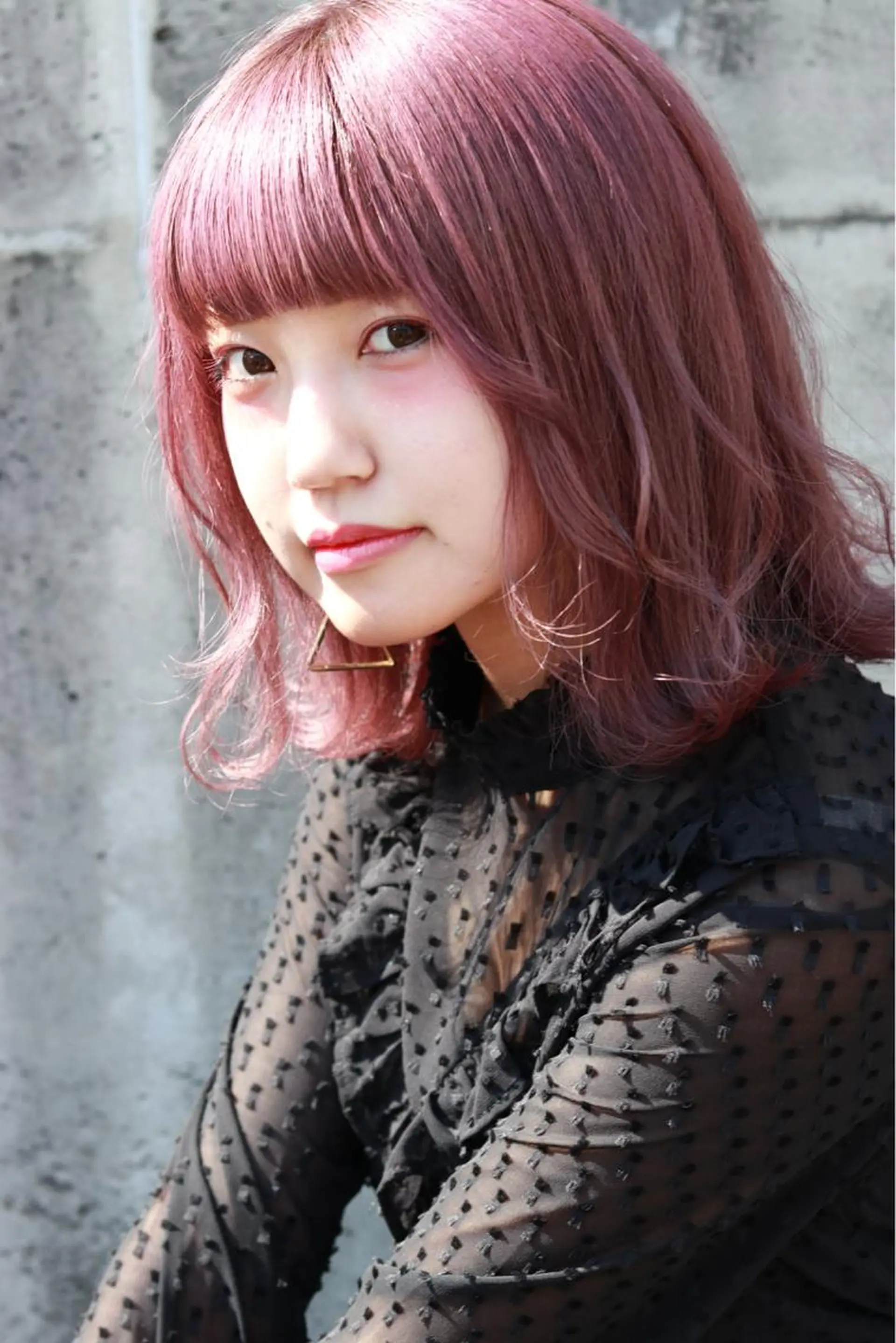 ミディアム パープルカラー ボブ 杉若 利彦のヘアスタイル