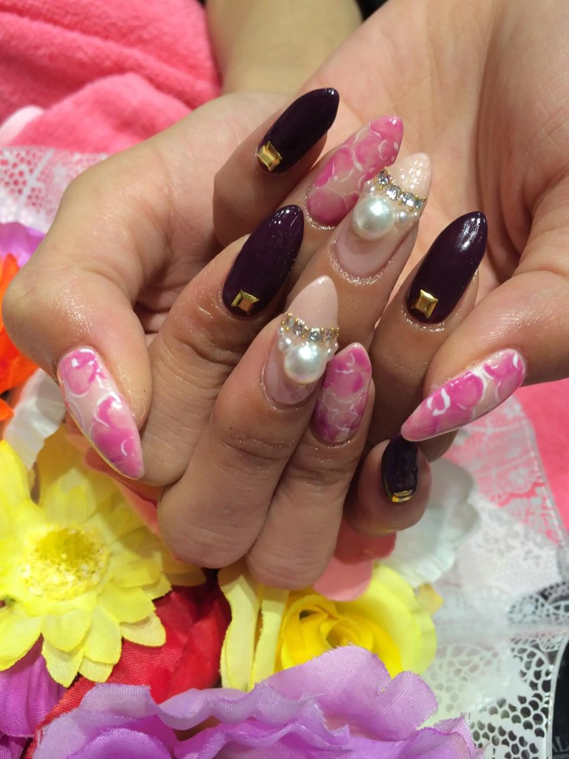 ネイル フラワーネイル パープル maison　opus所属・nailartist lisaのネイルデザイン