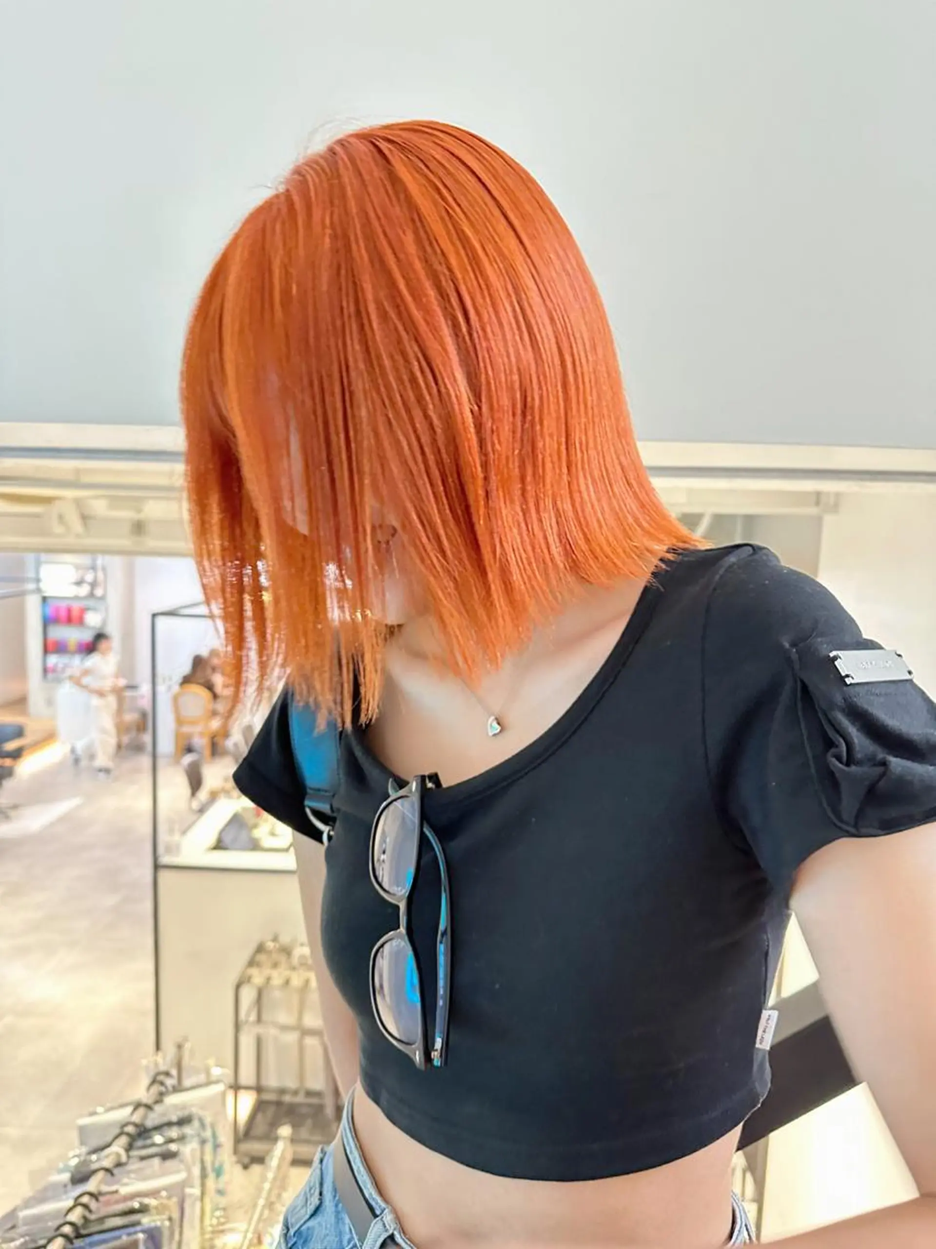 ミディアム カラー ヘアアレンジ オレンジ ハイトーン特化 pepe🎀のヘアスタイル