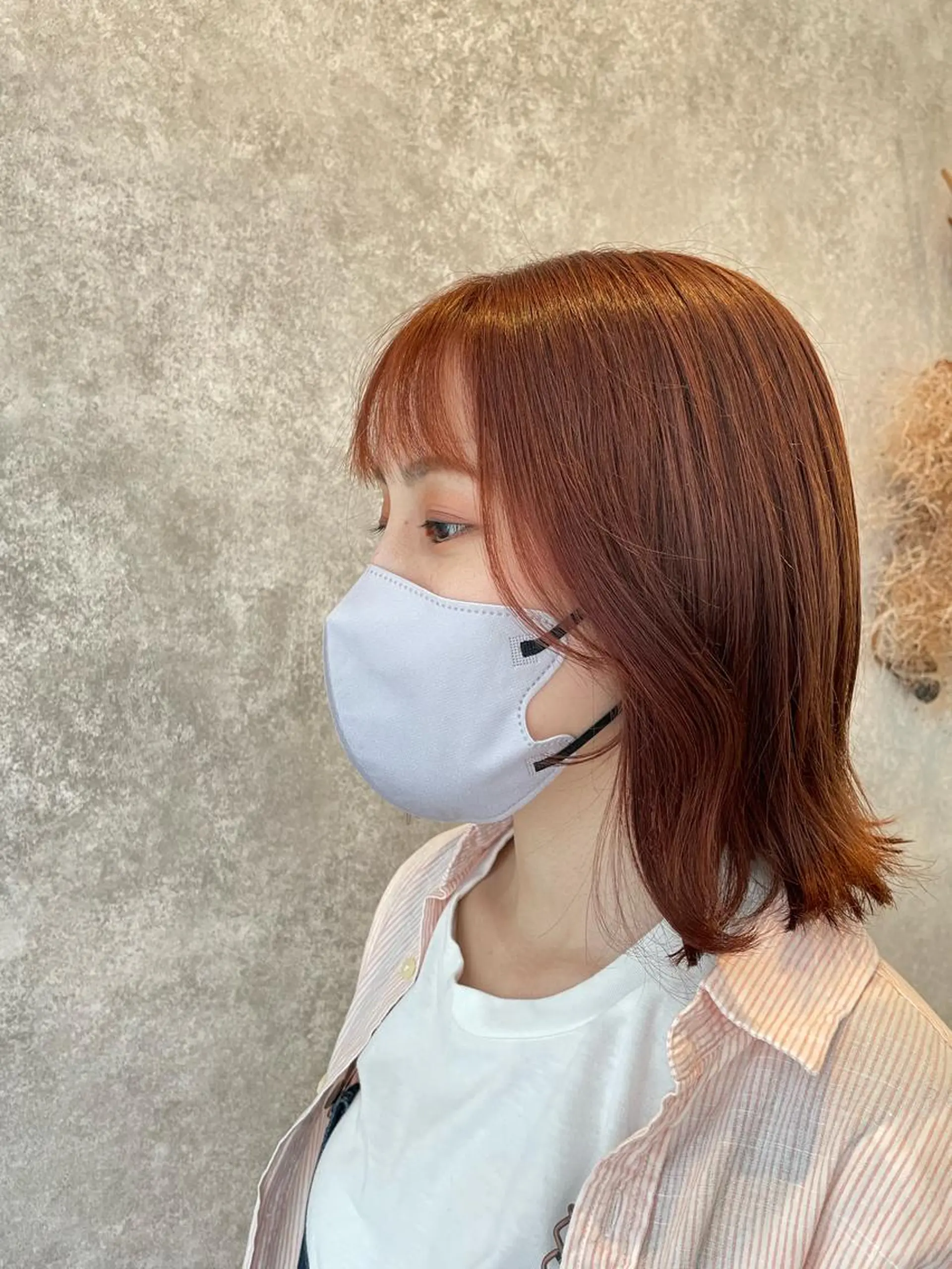 ミディアム カラー ブラウンカラー オレンジ オレンジブラウン 顔まわりレイヤー レイヤーカット たなか りなのヘアスタイル
