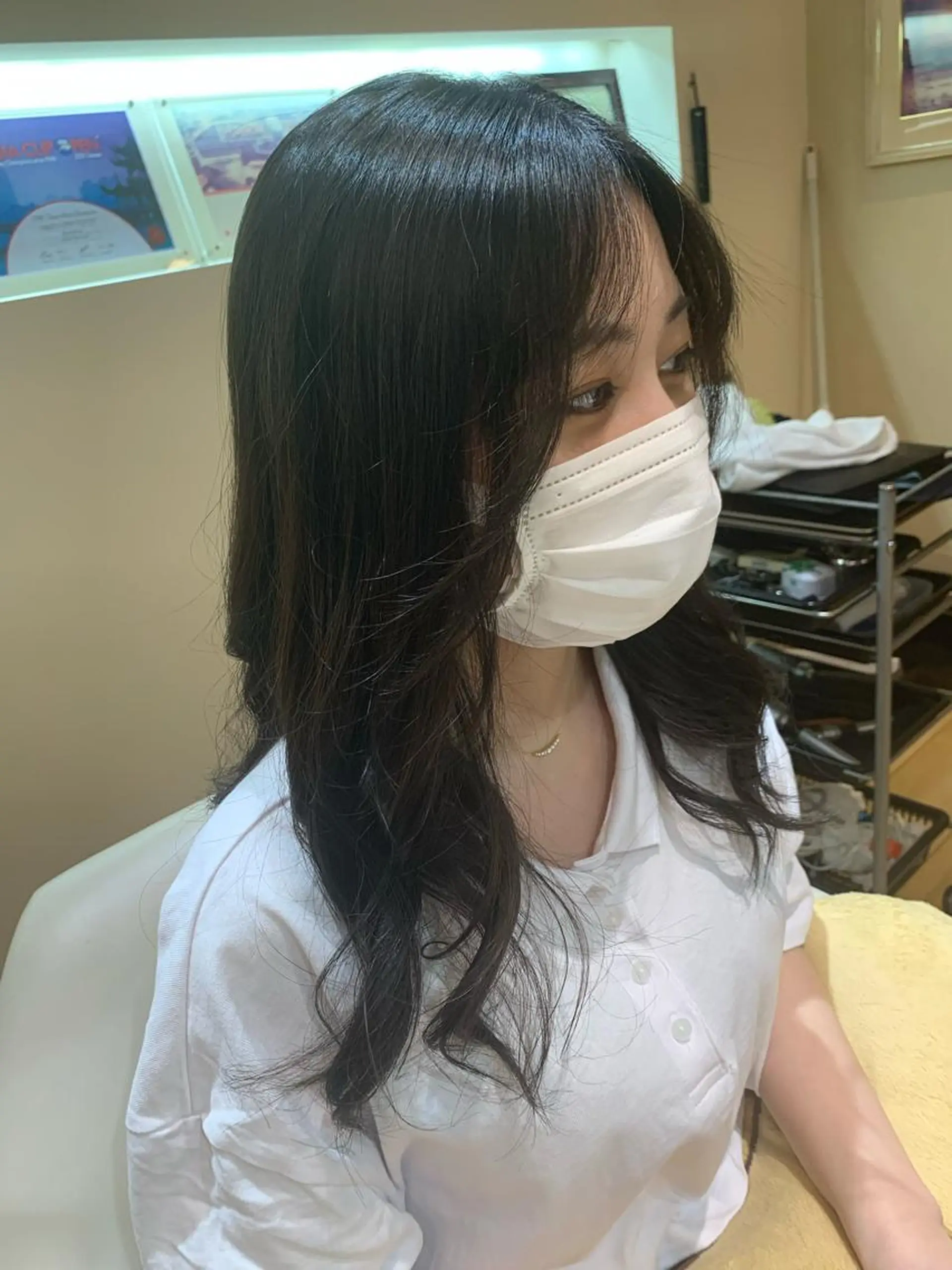 ロング カラー 黒髪 ブルーカラー ブルーブラック カット ヘアカラー トリートメント 全国1位🥇世界5位 小野田　礼花のヘアスタイル
