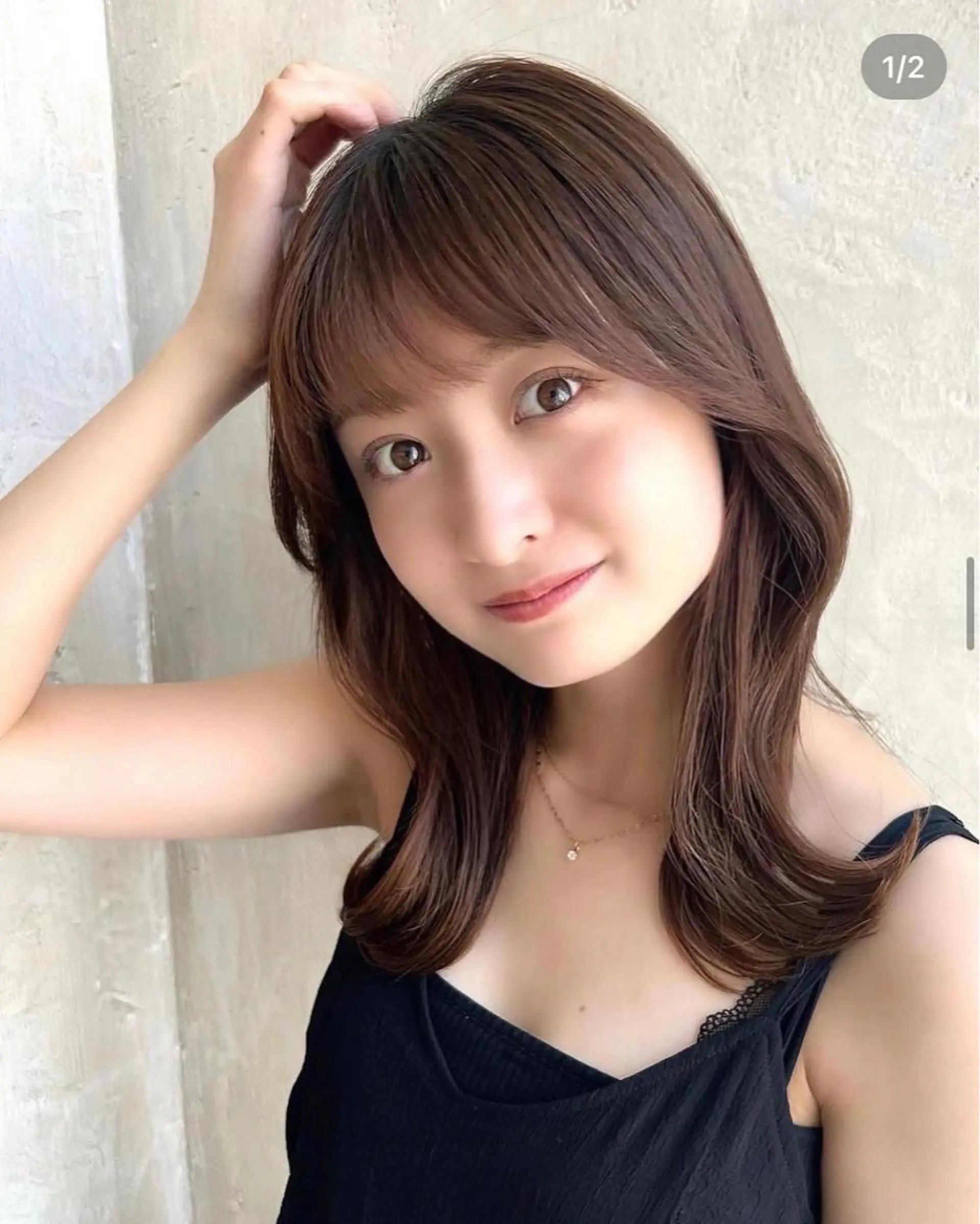 セミロング カラー ベージュカラー ブラウンカラー くびれヘア 髪質改善 縮毛矯正 🧡くびれヘア/前髪 顔周り🧡久原結衣のヘアスタイル