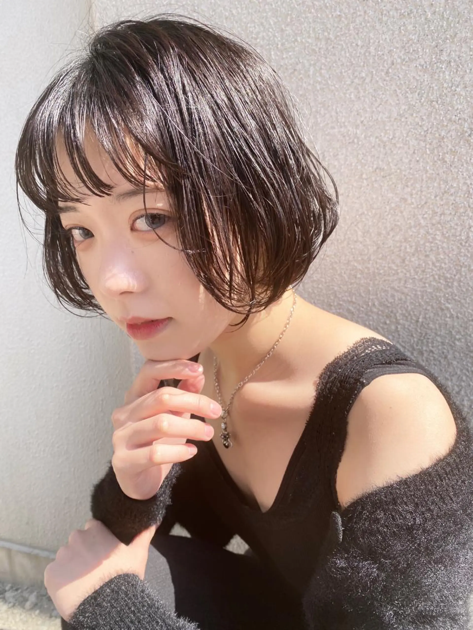 ショート カラー 黒髪 ブルーカラー ブルーブラック ボブ 山崎 雄太のヘアスタイル