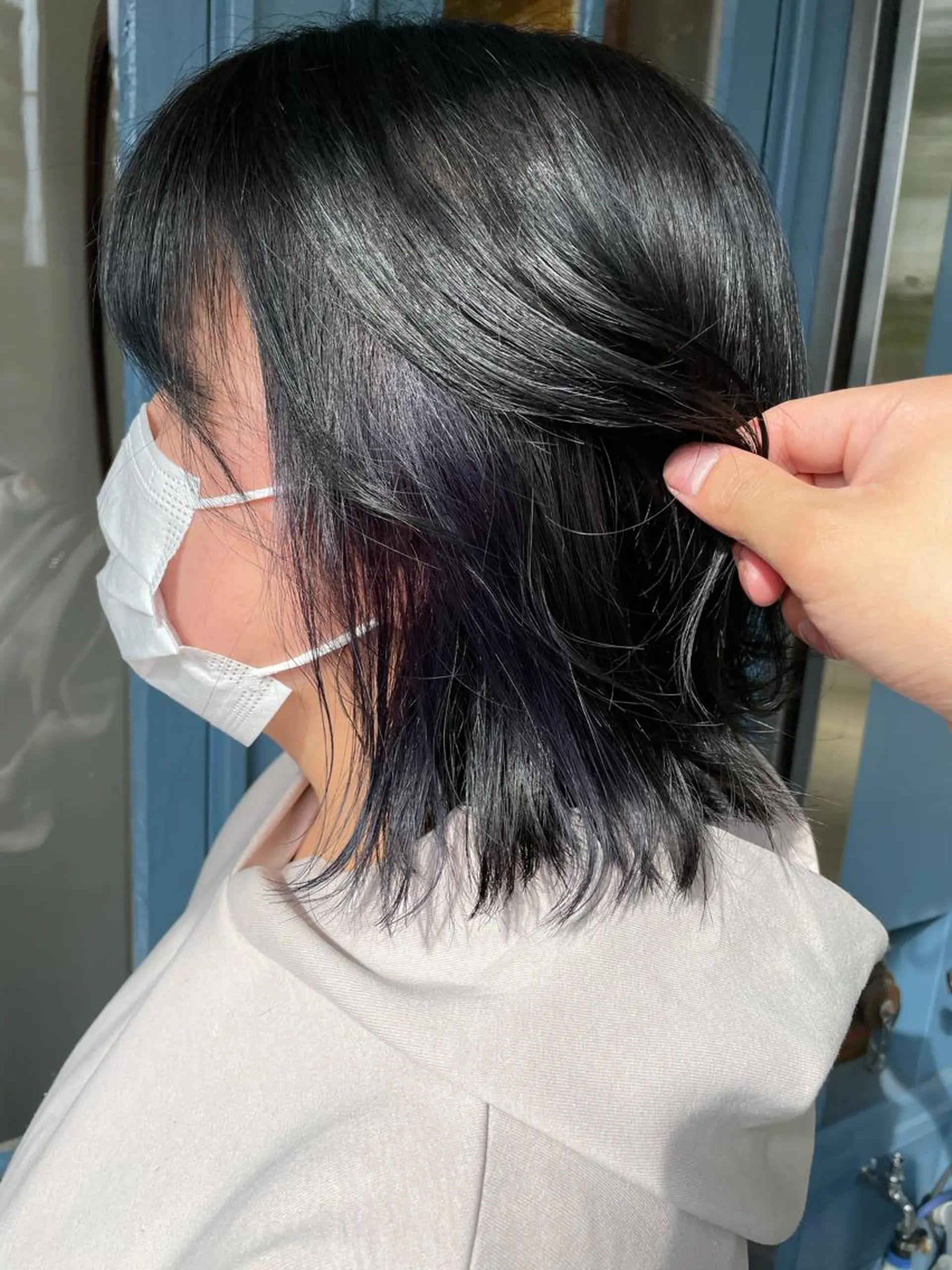 ミディアム ブリーチ毛矯正.髪質 改善.髪にドラマをのヘアスタイル