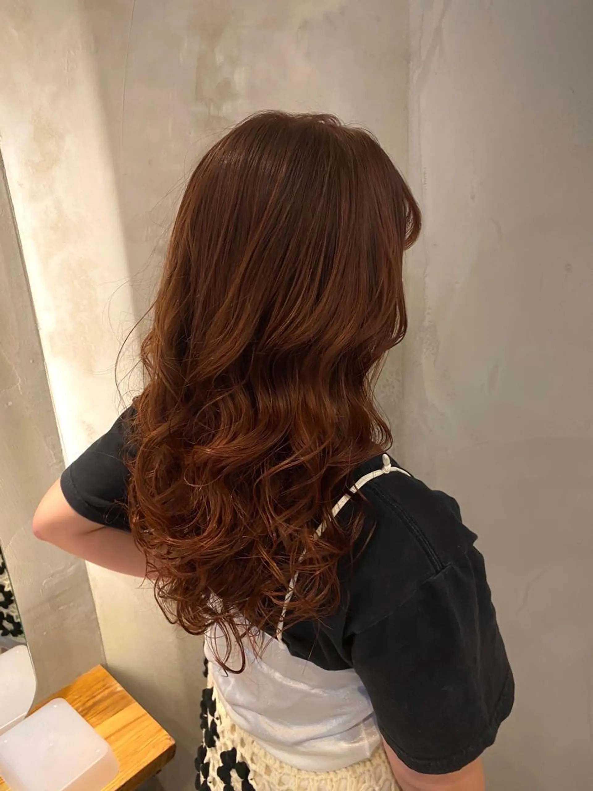 セミロング カラー パーマ ヘアアレンジ オレンジ カット ヘアカラー トリートメント 顔周りcut・ご相談 =新宿しずく🇰🇷のヘアスタイル