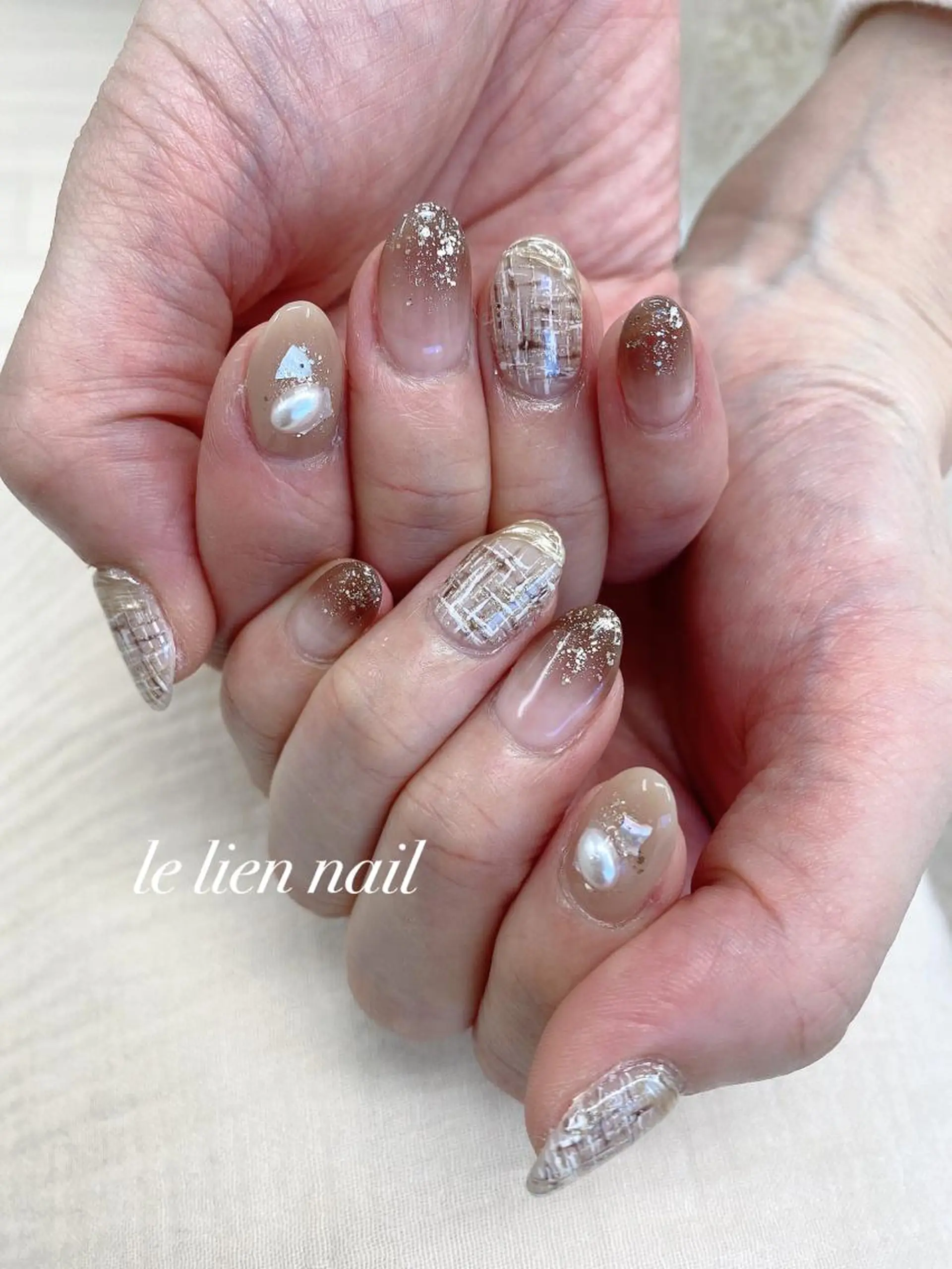 ネイル ツイードネイル 冬ネイル ハンドネイル le lien nailのネイルデザイン