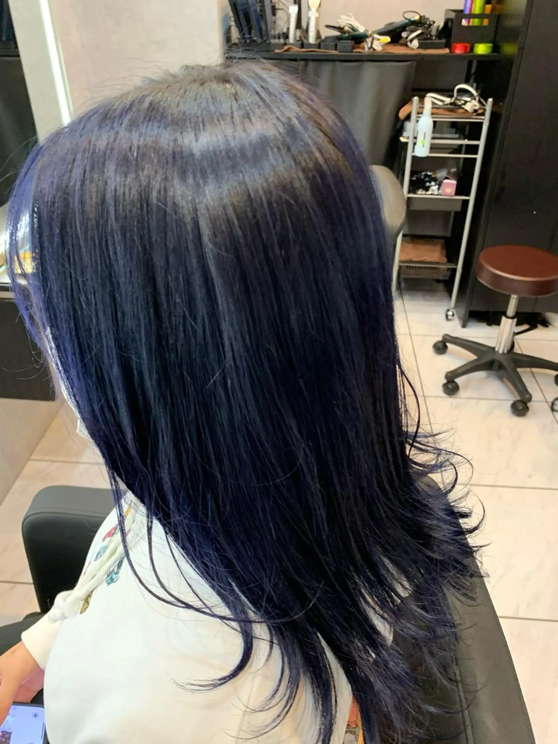 セミロング カラー ネイビーカラー ヘアカラー トリートメント 透明感/ブリーチ縮毛 /髪質改善/星野純一のヘアスタイル