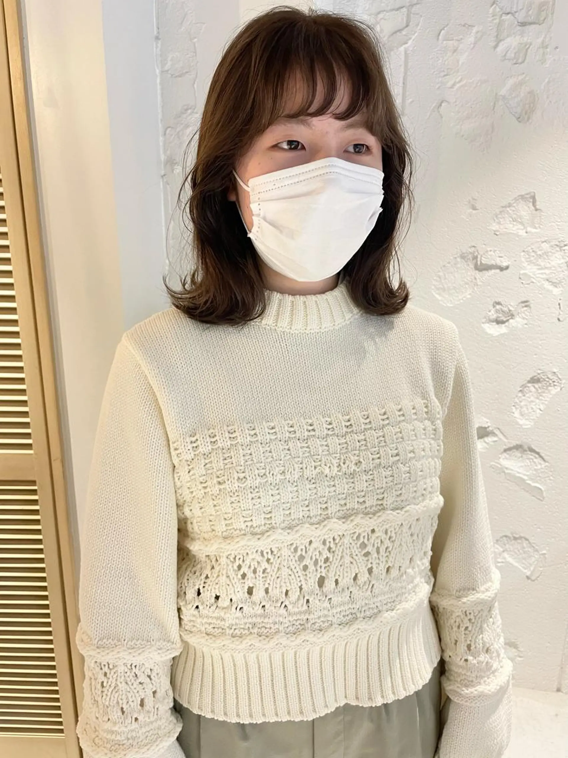 ミディアム カラー ボブレイヤー アッシュ ベージュカラー ブリーチ ブラウンカラー 🩰オリーブ/ ベージュ松本咲花🩰のヘアスタイル
