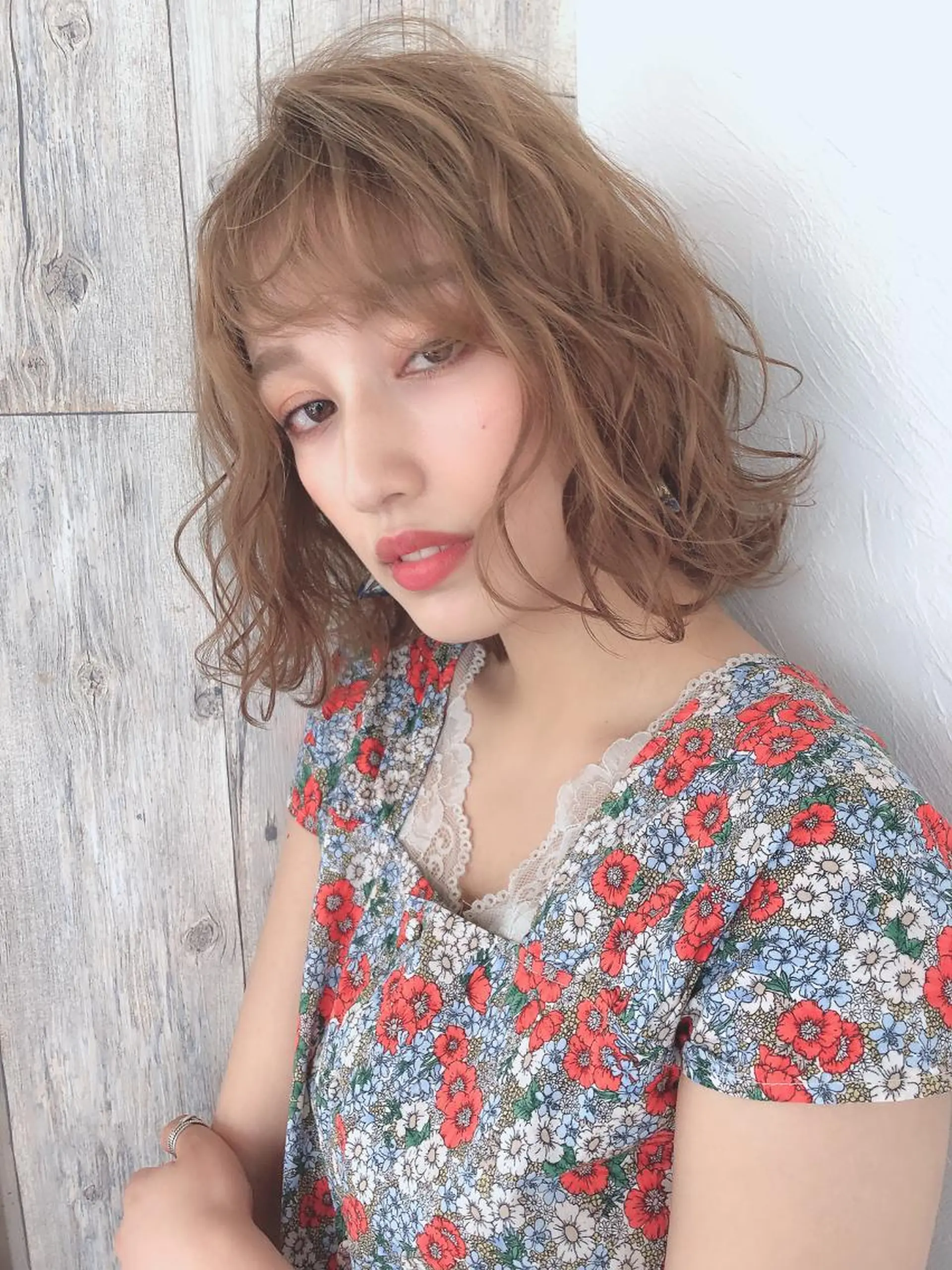 ミディアム カラー カット ヘアカラー トリートメント 髪質改善shoma mikiのヘアスタイル