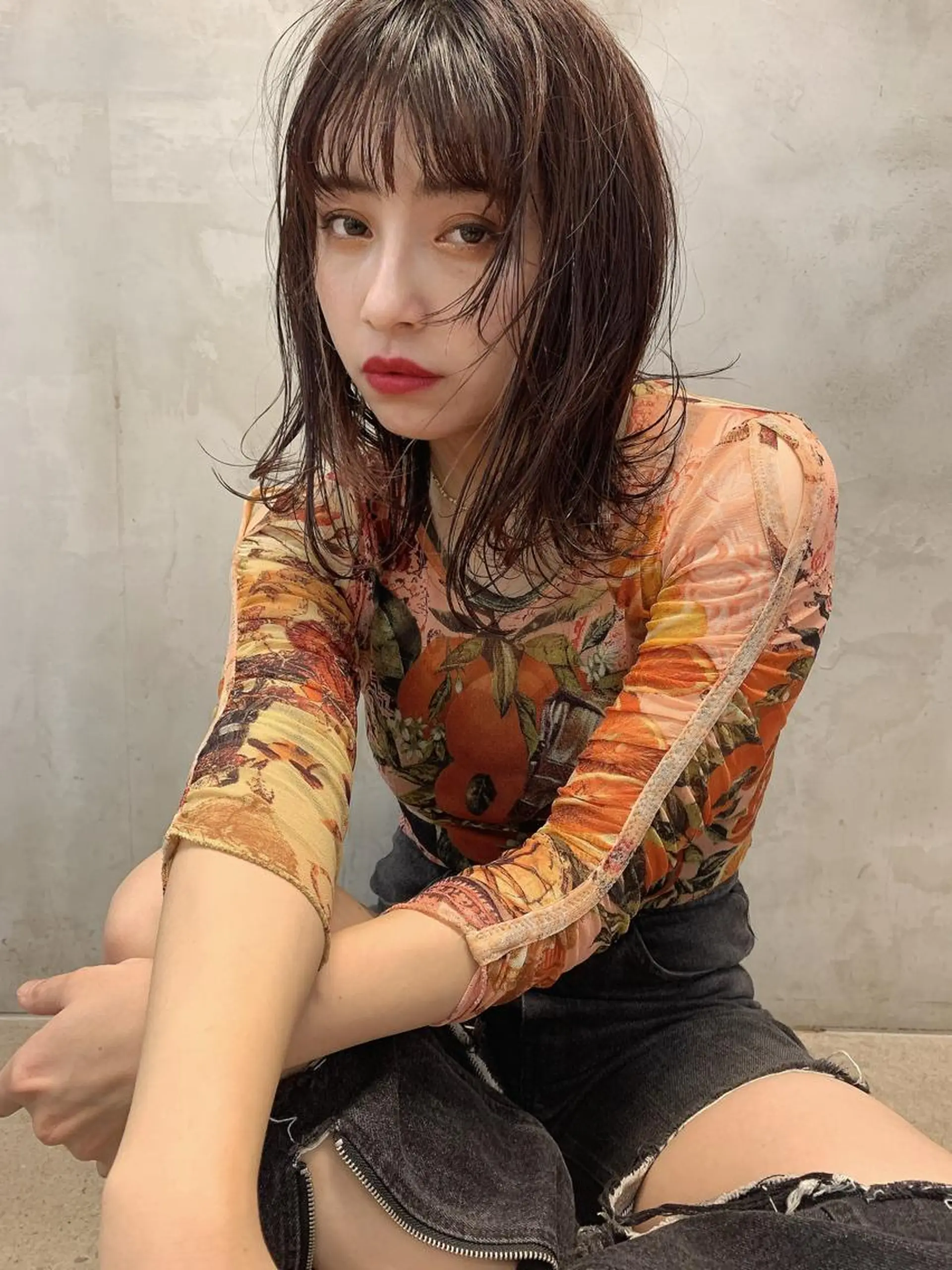 ミディアム ヘアカラー 林 隆平のヘアスタイル