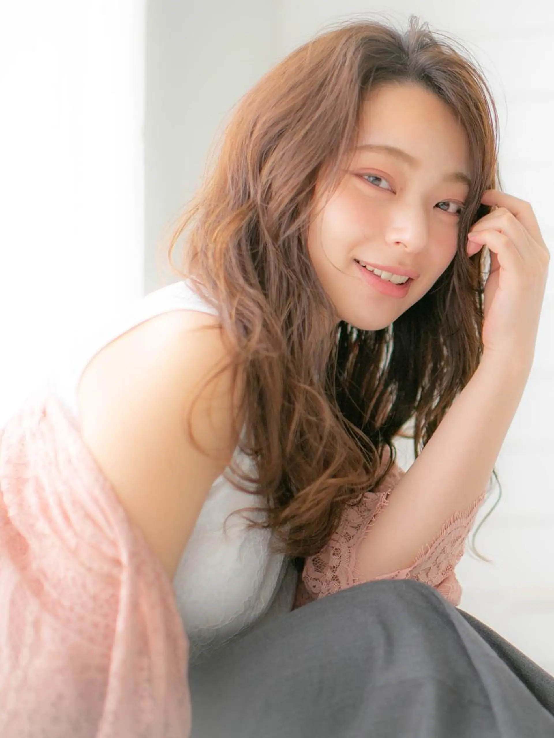 セミロング カラー パーマ 骨格補正似合わせ カット阿部建のヘアスタイル
