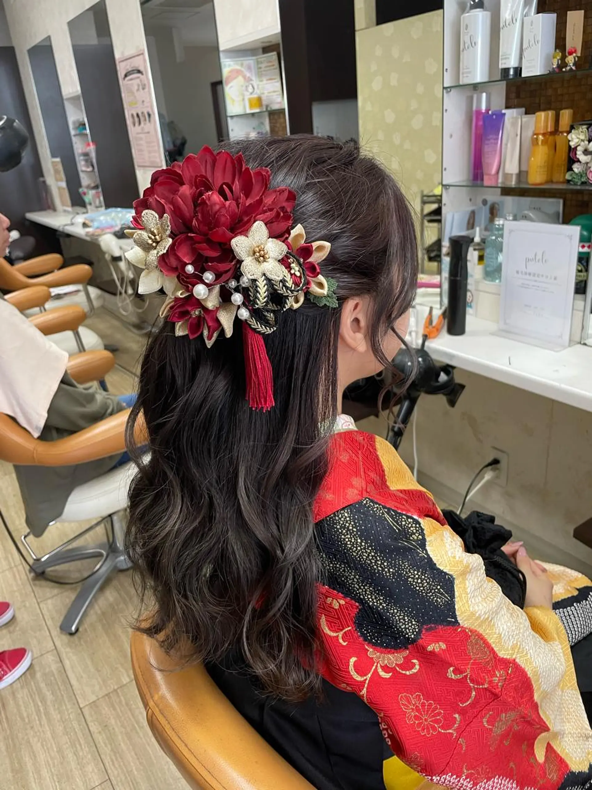 ロング ヘアアレンジ ハーフアップ 徳留 もも花のヘアスタイル