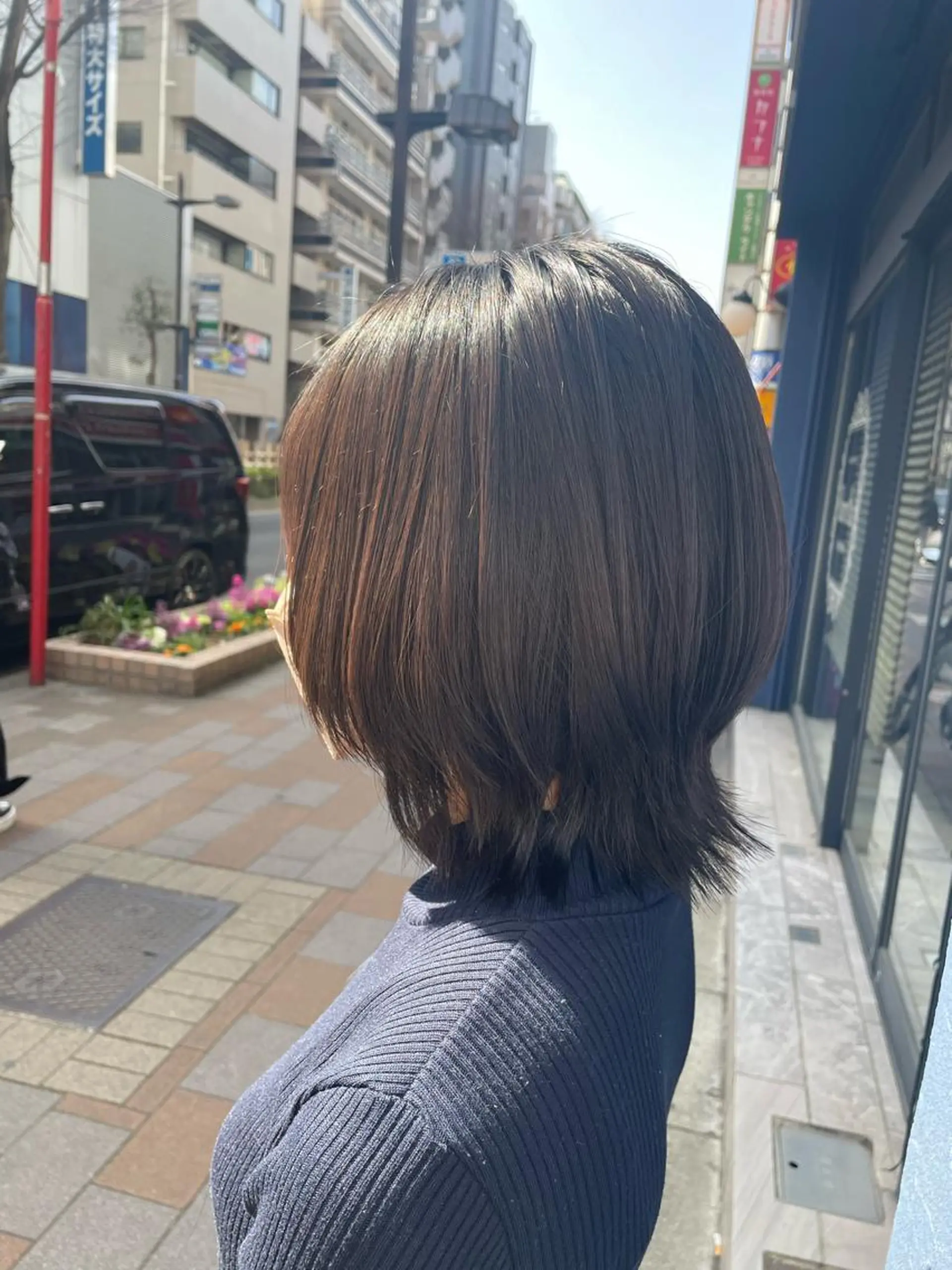 ミディアム くびれヘア カット パーマ すげ さやかのヘアスタイル