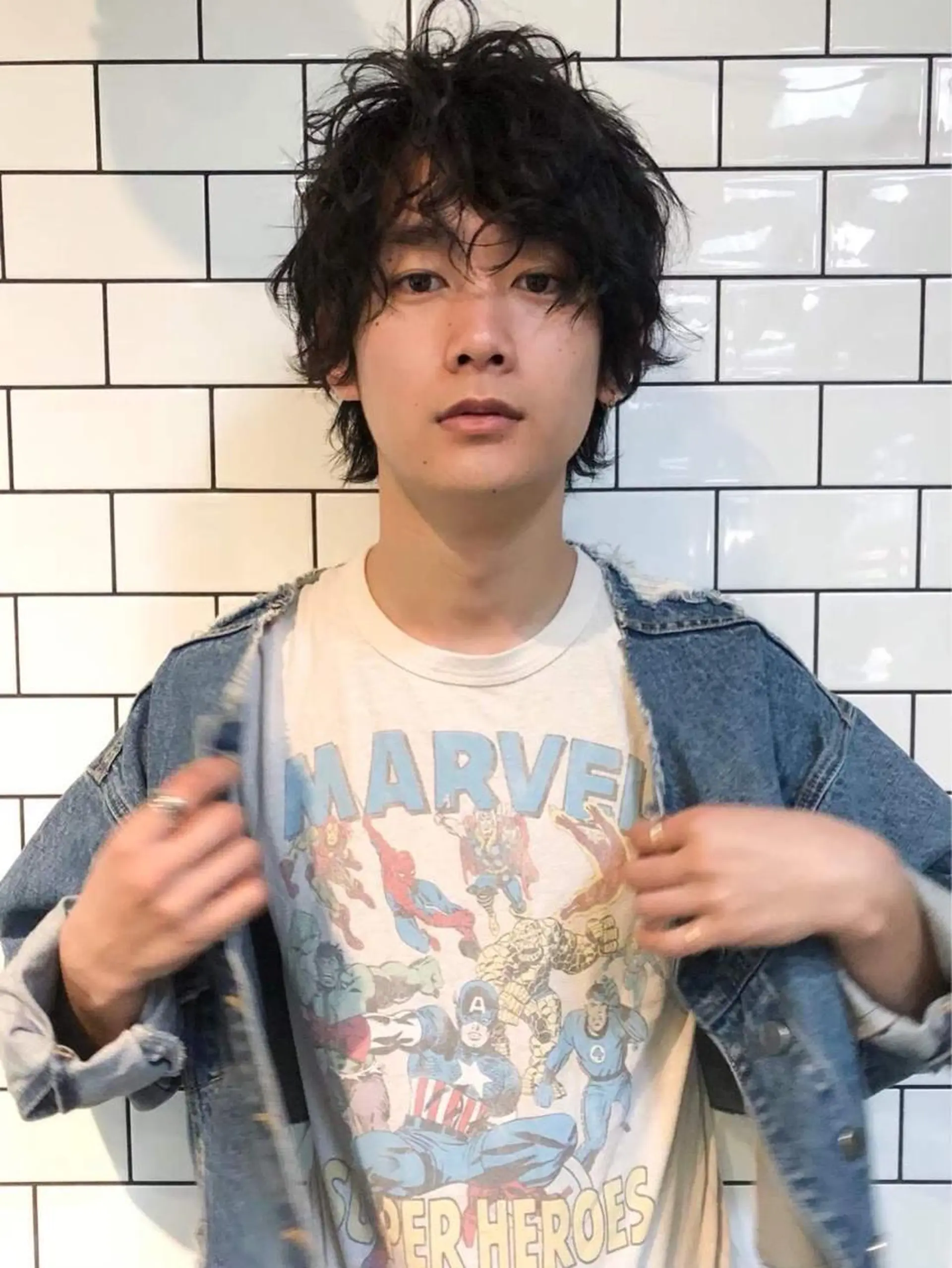 ショート メンズ メンズパーマ メンズウルフカット ウルフカット カット パーマ Lien🌿Top Stylist沖田のヘアスタイル