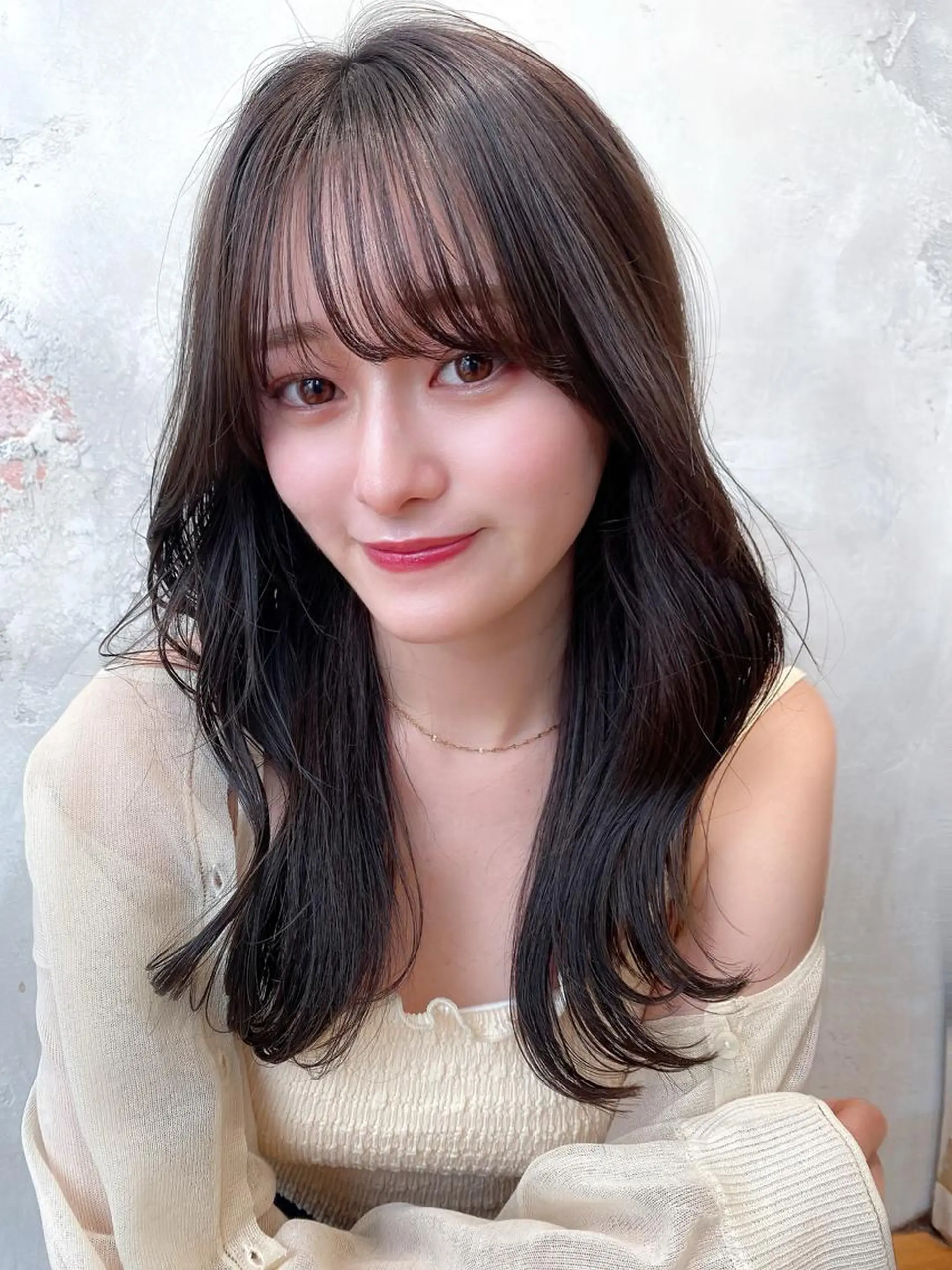 セミロング カラー ベージュカラー ブラウンカラー ブラウンベージュ くびれヘア 顔周りカット カット ヘアカラー トリートメント 顔周り/くびれヘア 韓国ヘア💕風間るなのヘアスタイル