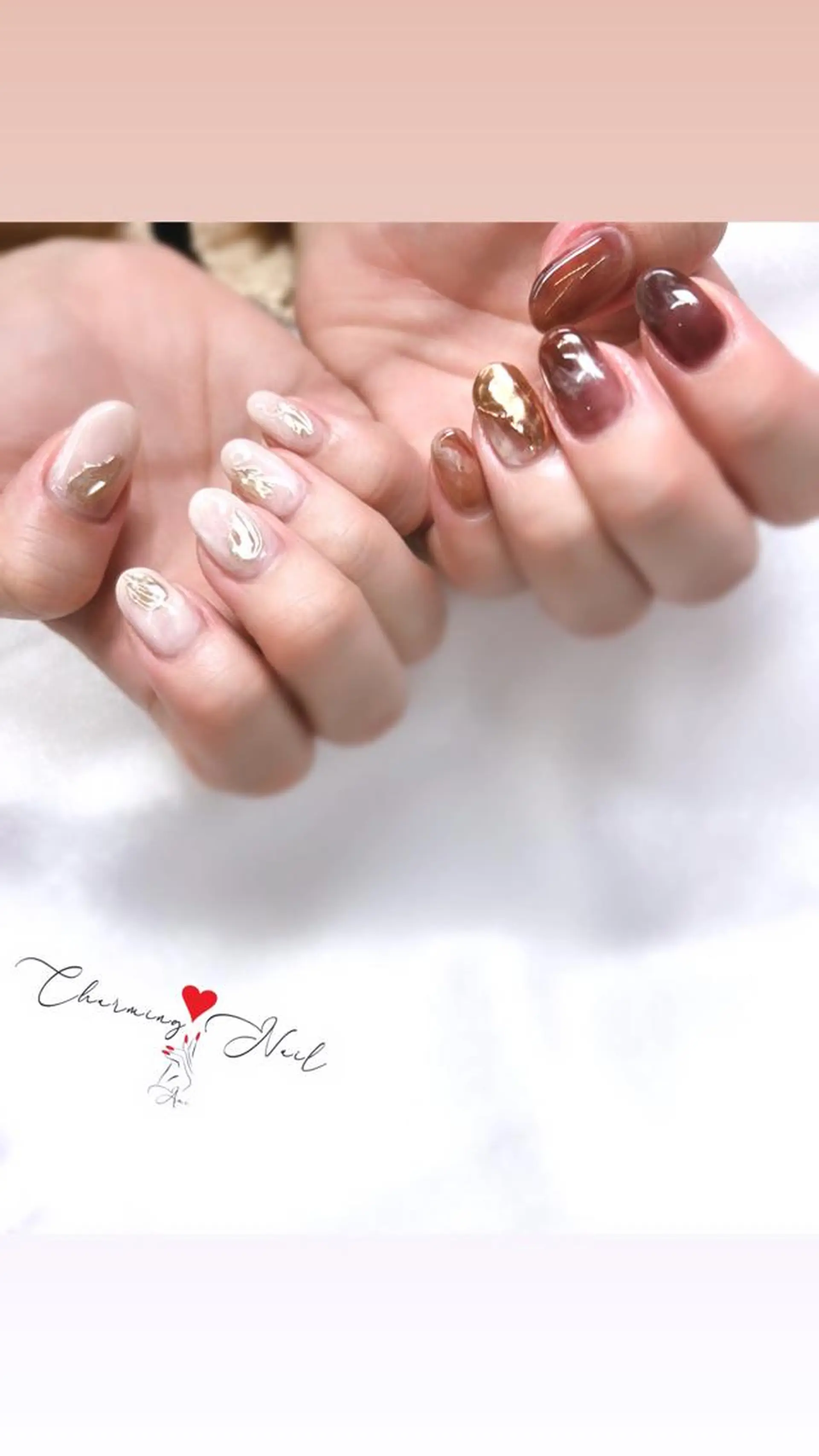 ネイル ブラウン ゴールド ミラーネイル ニュアンスネイル Charming❤️Nail所属・Nailist Amiのその他イメージ