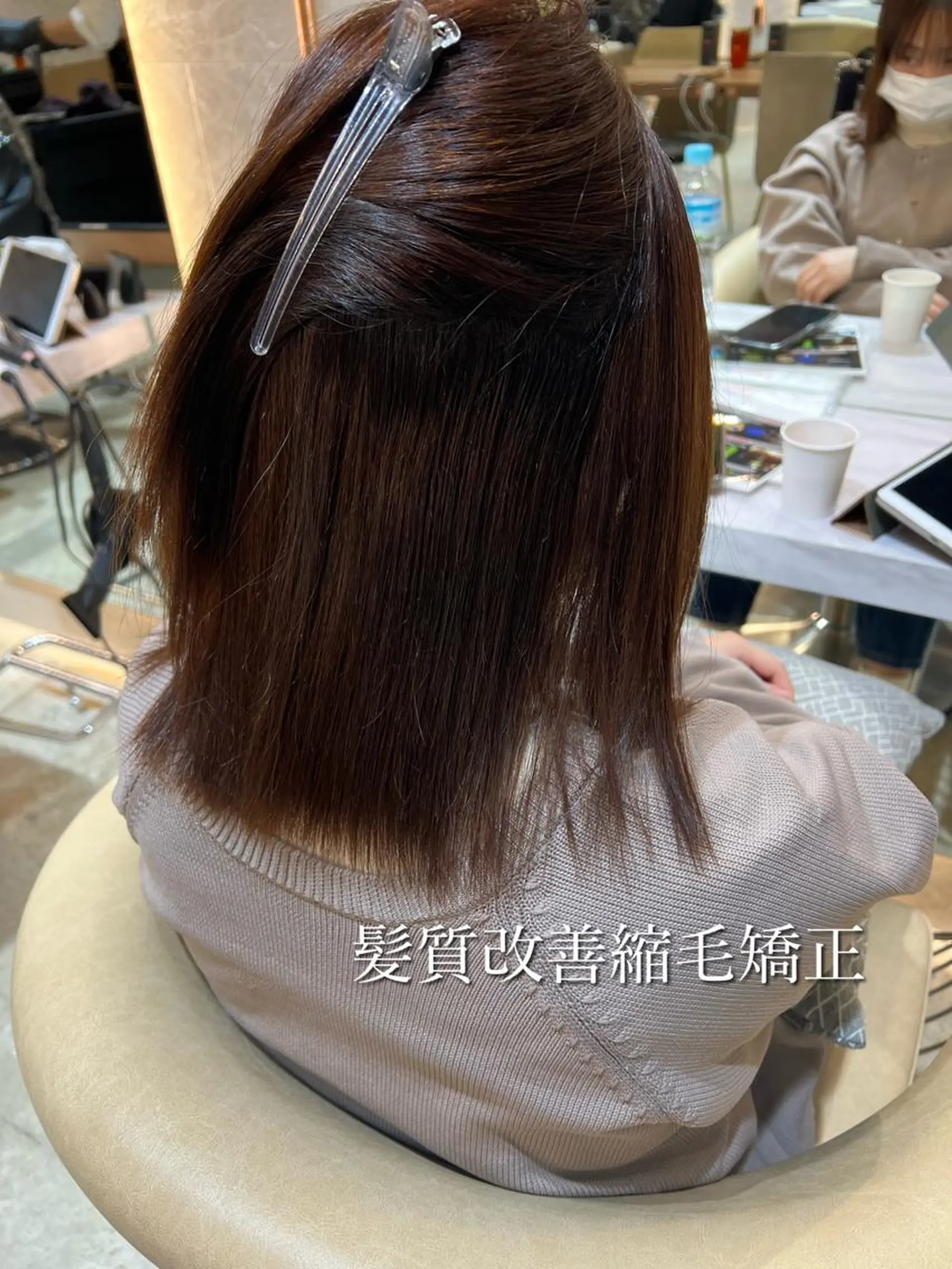 ミディアム ボブ/巻ける縮毛矯正 /韓国レイヤーはなのヘアスタイル