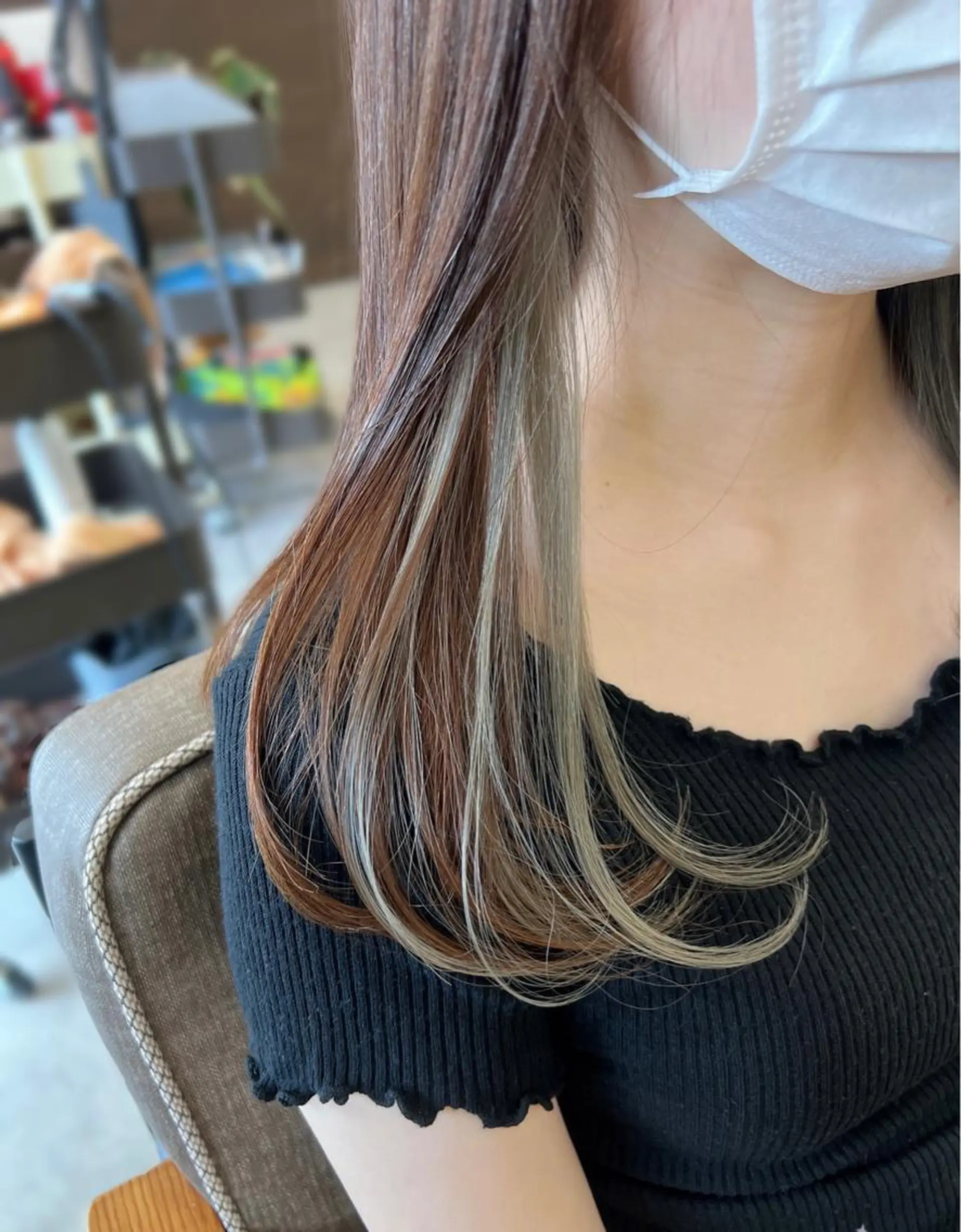 ロング カラー インナーカラー シルバー ホワイトシルバー hair works raptureのヘアスタイル