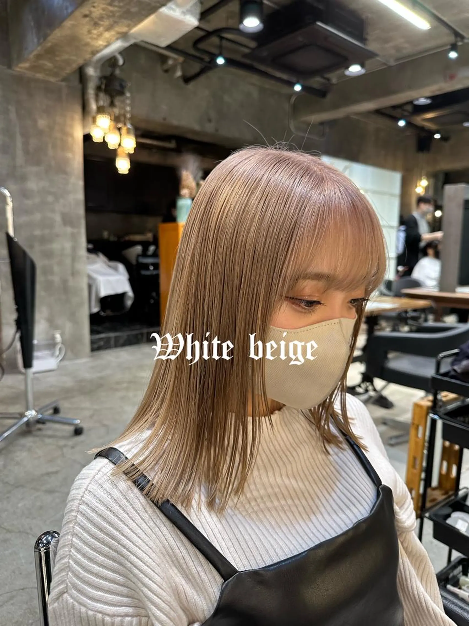 ミディアム カラー ベージュカラー ホワイトベージュ ボブ メンズパーマ特化 Gakutoのヘアスタイル