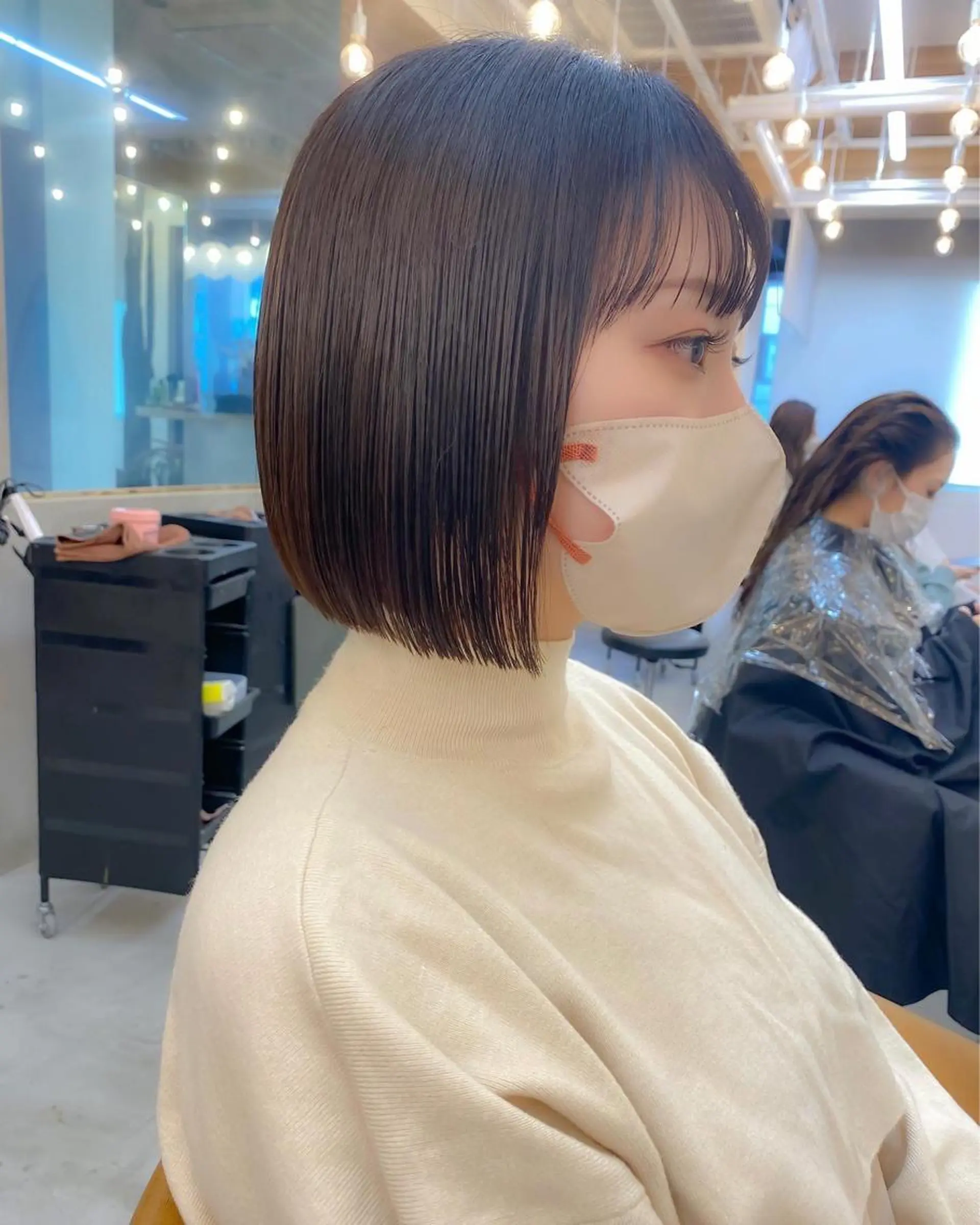 ミディアム カラー ボブ カット ヘアカラー 縮毛矯正 トリートメント ♥️ボブ韓国風ヘア ♥️久保田夢美のヘアスタイル