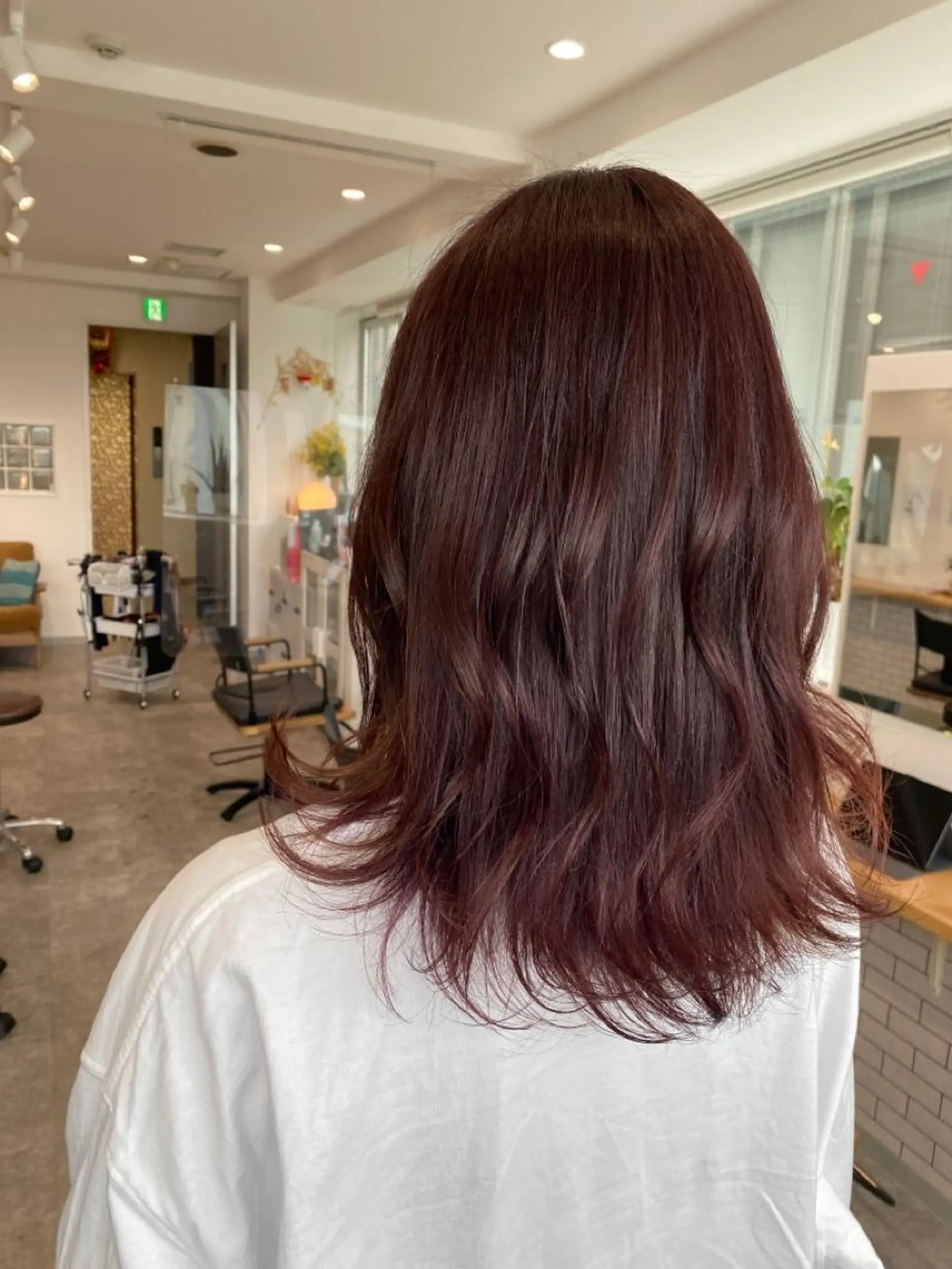 ミディアム カラー ブリーチ ブラウンカラー ブリーチなしカラー ピンクカラー ピンクブラウン ヘアカラー JIL BLAN 京都のヘアスタイル