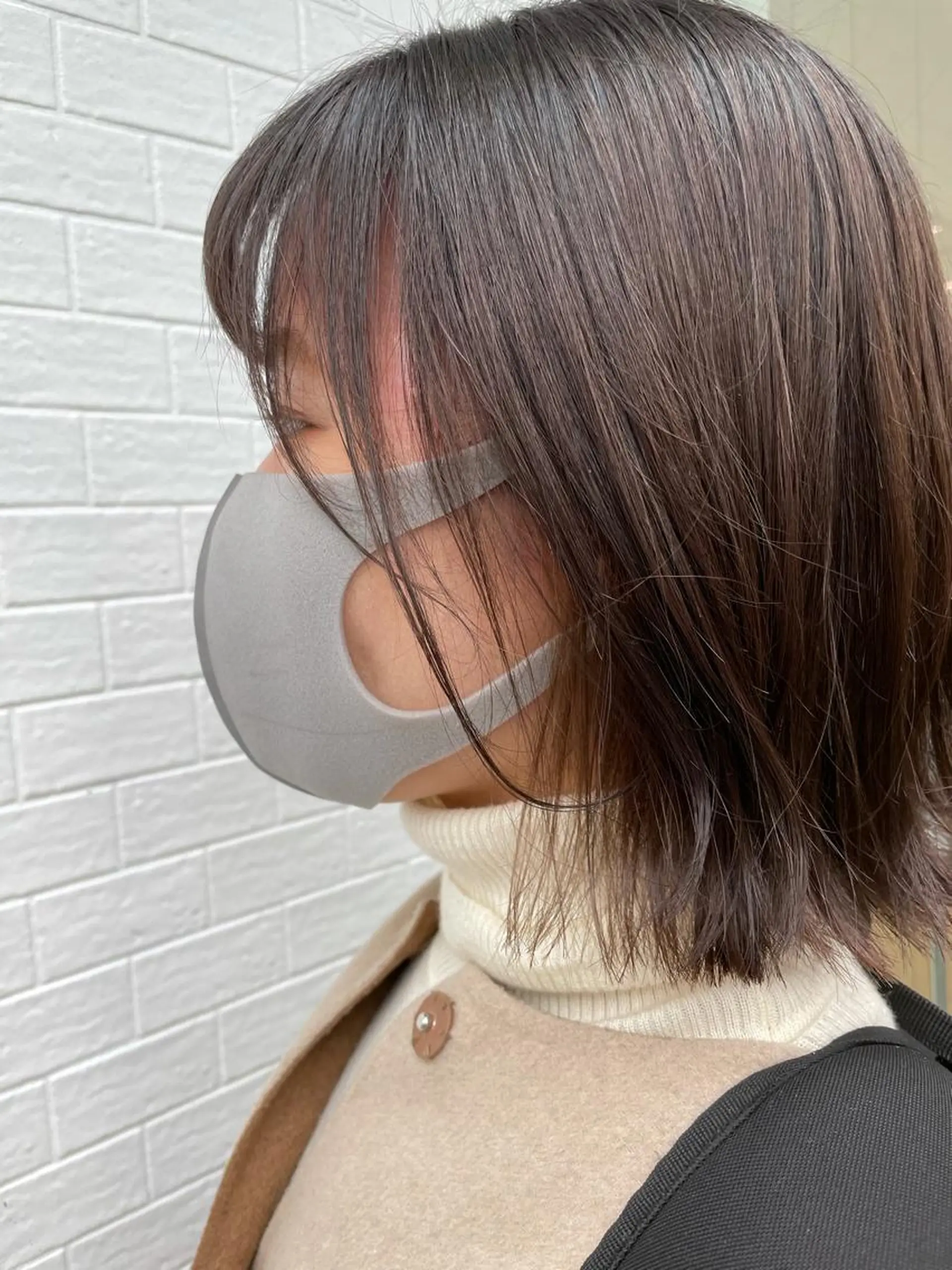 ミディアム 切りっぱなしボブ ボブ カット ヘアカラー 縮毛矯正 福島成美/髪質改善 縮毛矯正/カラーのヘアスタイル