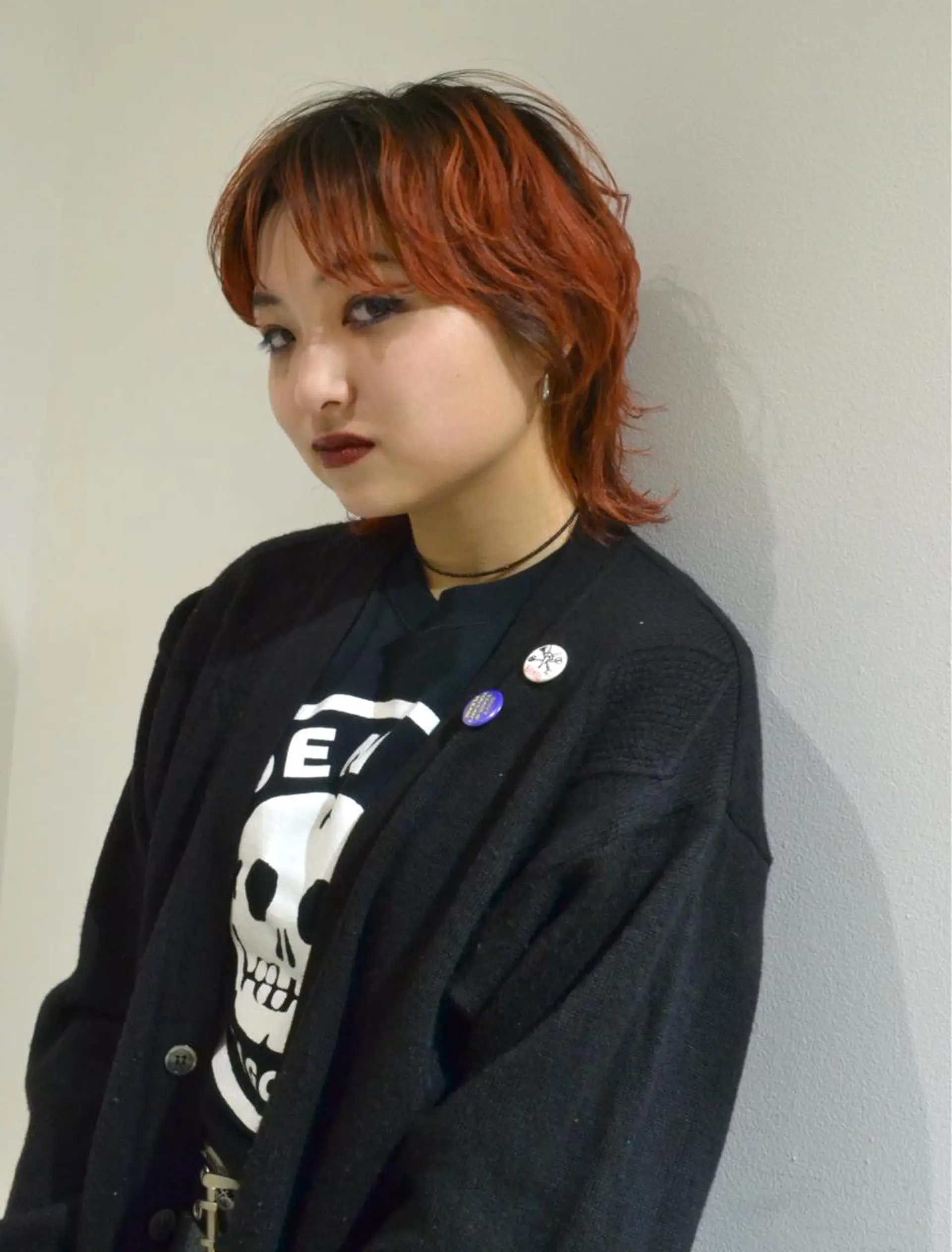 ミディアム カラー ブリーチ オレンジ 外ハネヘア ウルフカット ブリーチ/レイヤー 🌻Mutsumiのヘアスタイル