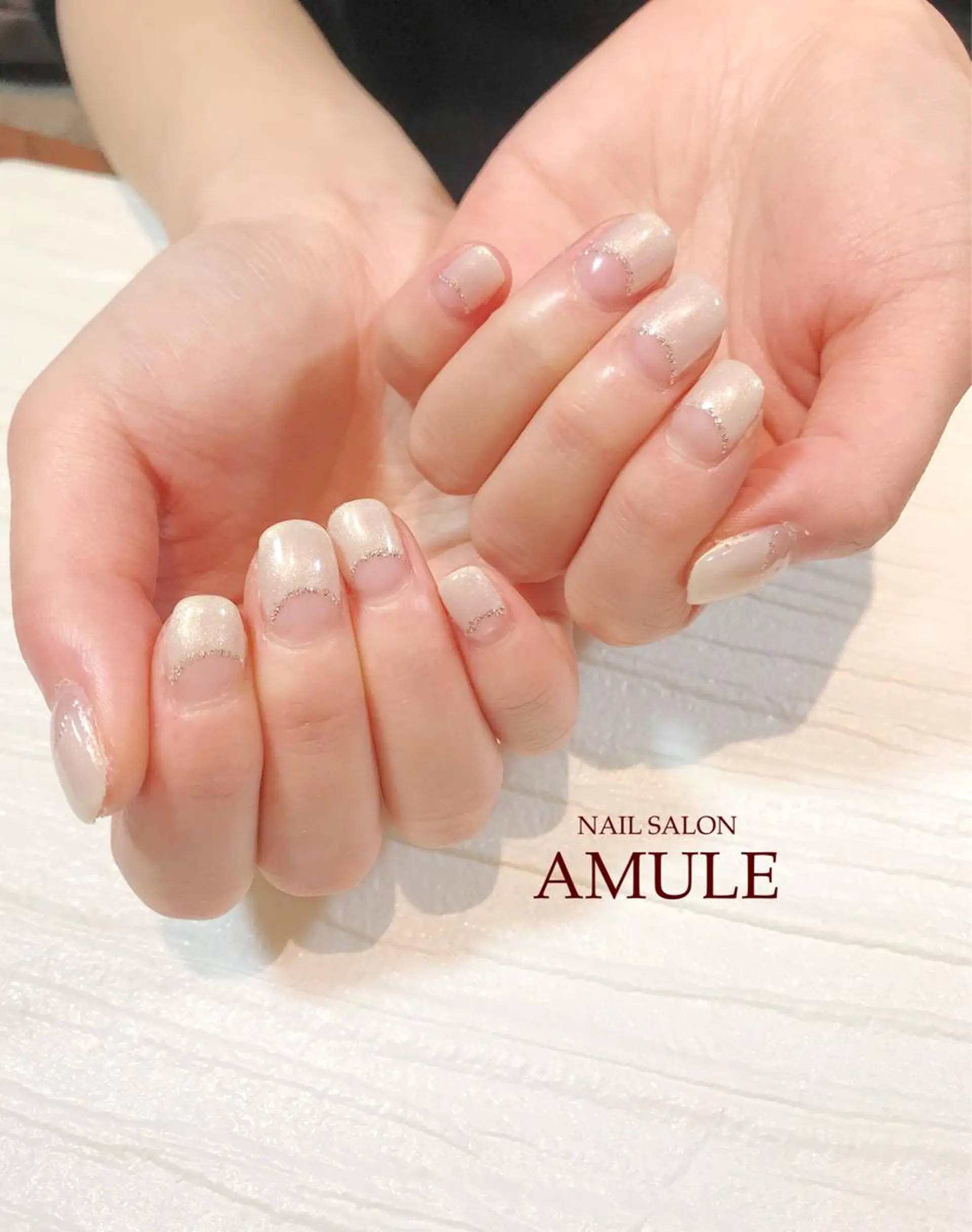 ネイル フレンチネイル ジェルネイル ラメ(グリッター) ハンドネイル NAILSALON AMULEのネイルデザイン