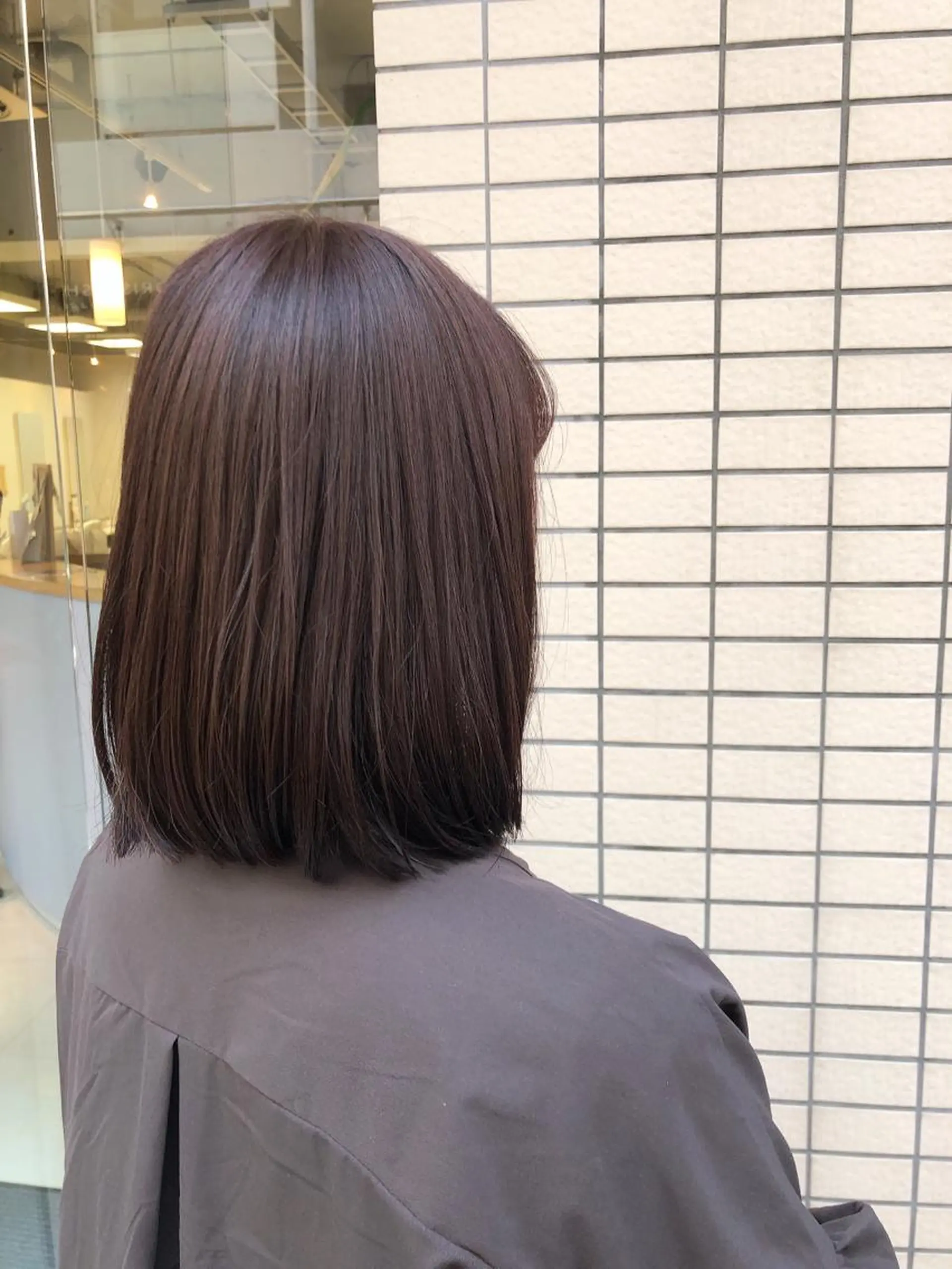 ミディアム ピンクブラウン ヘアカラー トリートメント 阿部 美咲のヘアスタイル