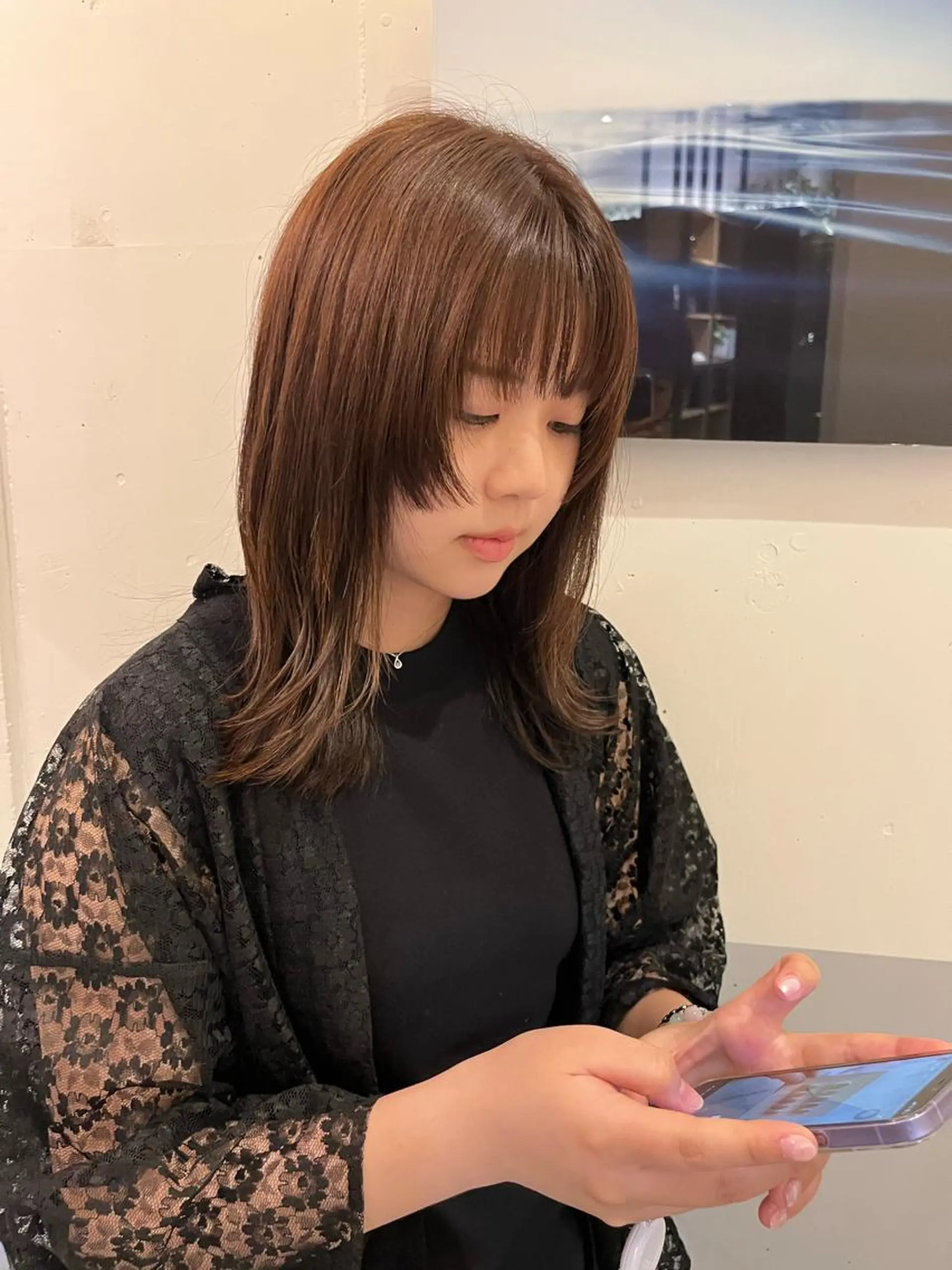 ミディアム 頭皮につけないカラー /白髪ぼかし/実加永のヘアスタイル