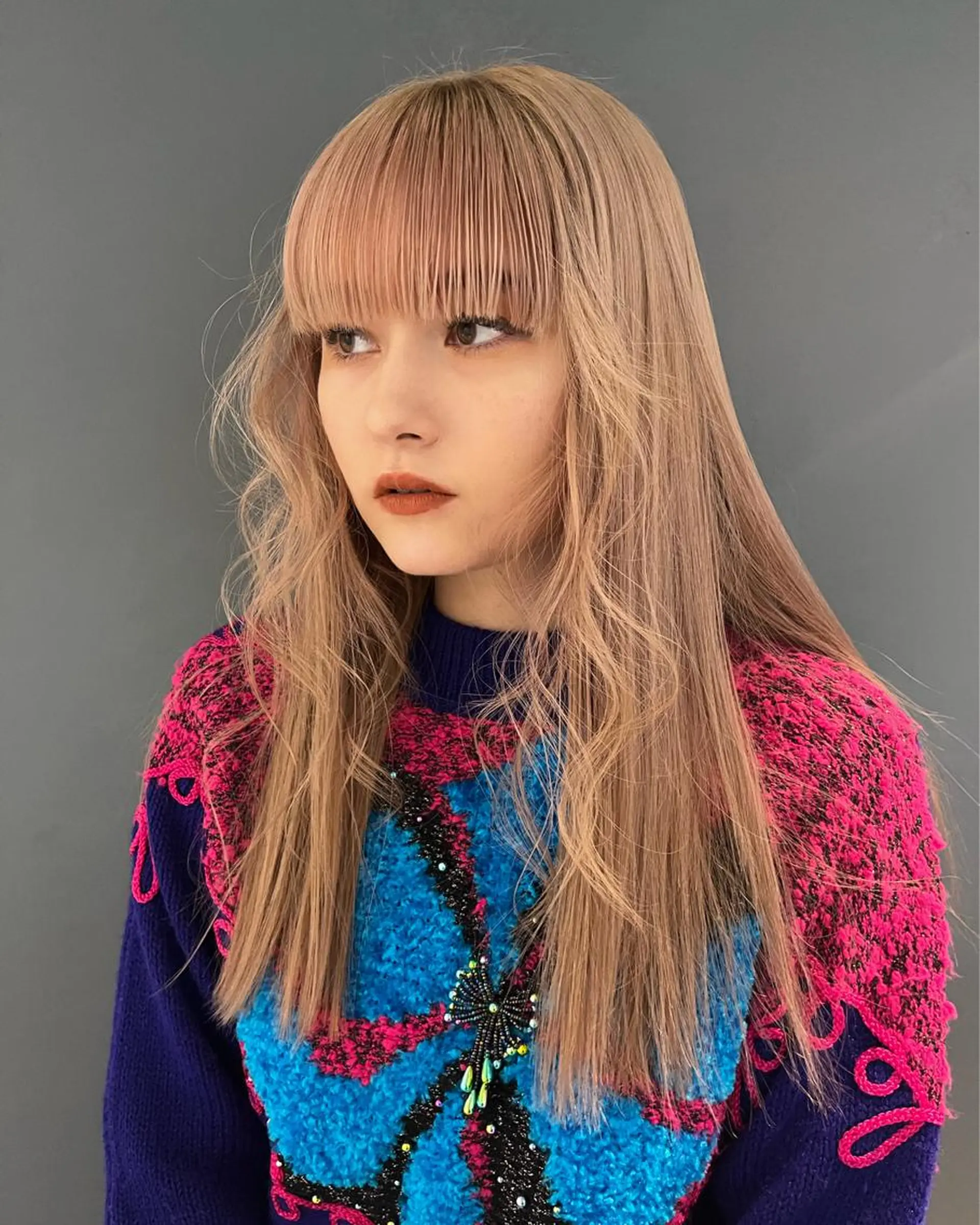 ロング カラー ヘアアレンジ メンズ キッズ 顔周りカット カット デザインカラー 原宿/キシタのヘアスタイル