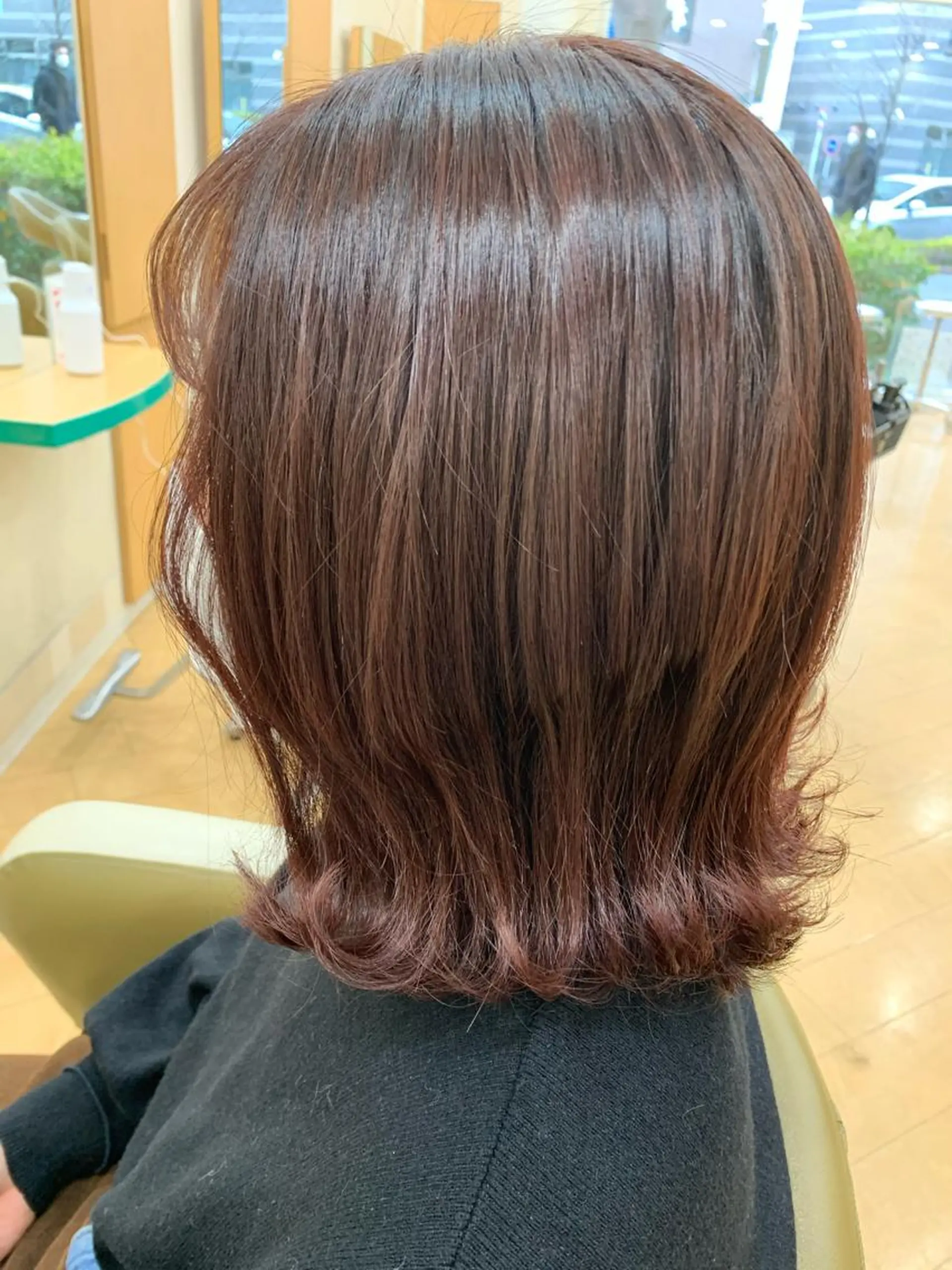 ミディアム カラー ブラウンカラー ピンクカラー ピンクブラウン カット ヘアカラー トリートメント 福原 亜祐美のヘアスタイル