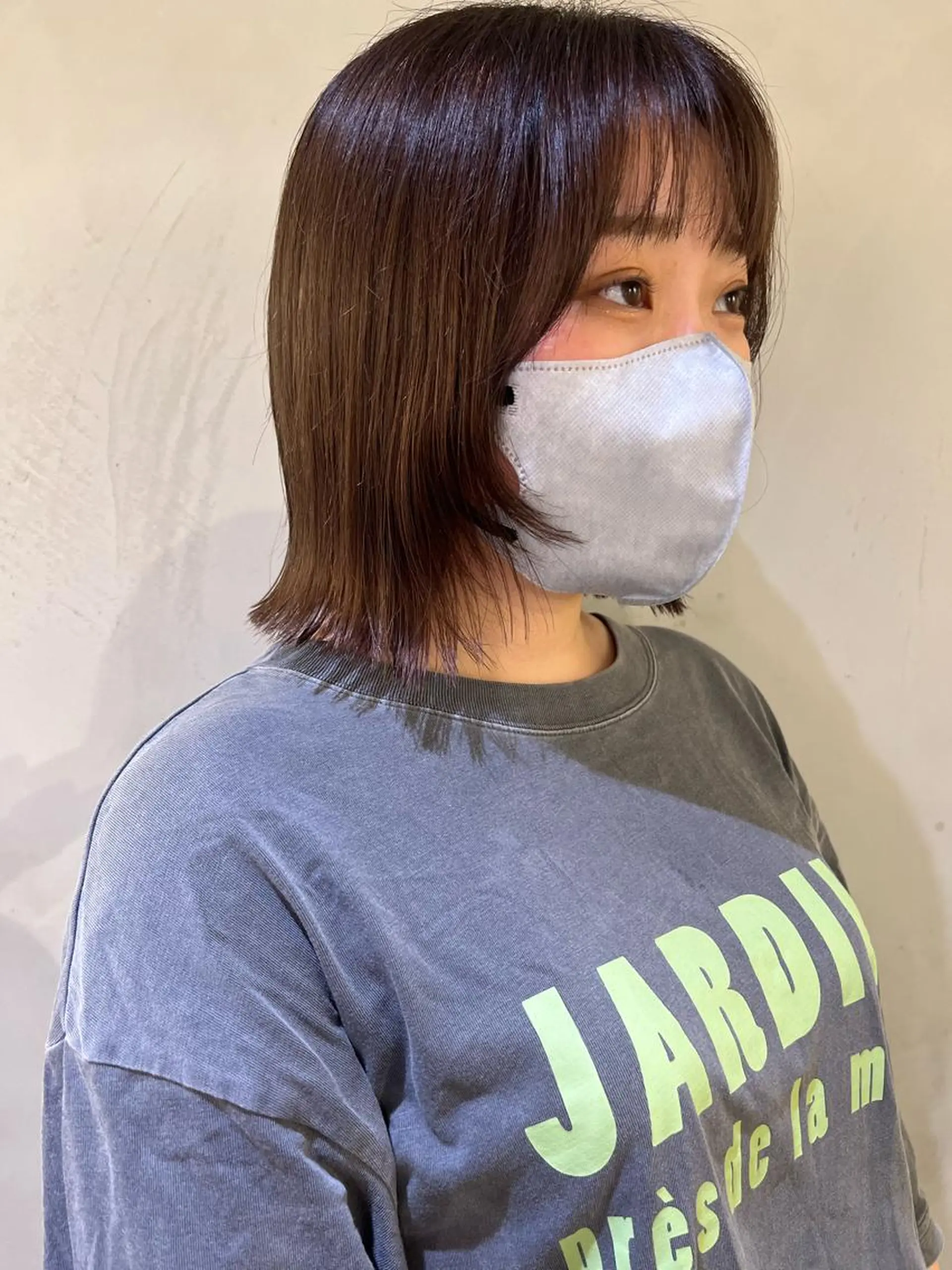 ミディアム カラー パーマ ヘアアレンジ メンズ ボブ レイヤーカット pu+on. nailworks所属・fuyumi / ニュアンスネイルのネイルデザイン