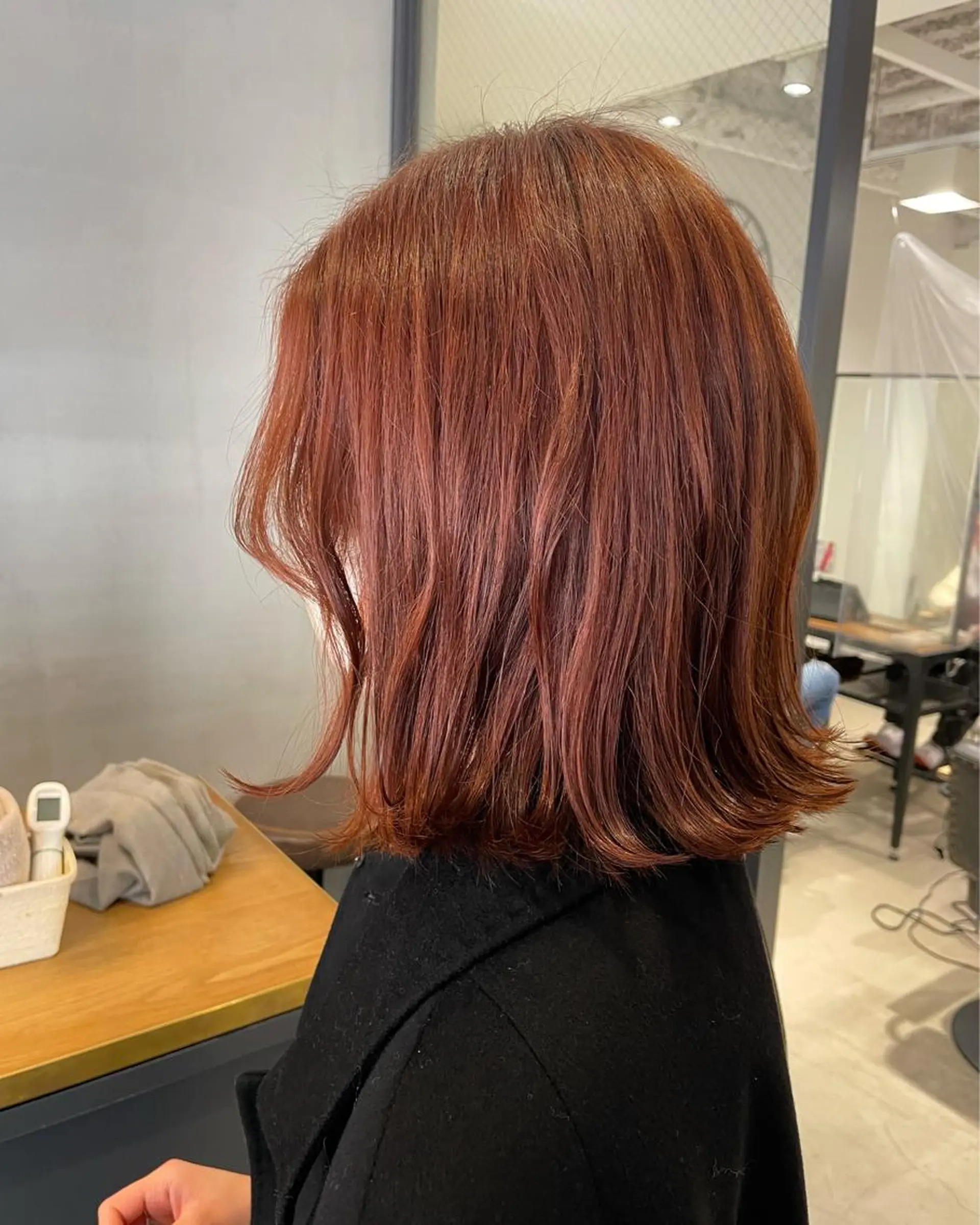 ミディアム カラー 暖色カラー🍊 ボブ🌿顔周りcutのヘアスタイル