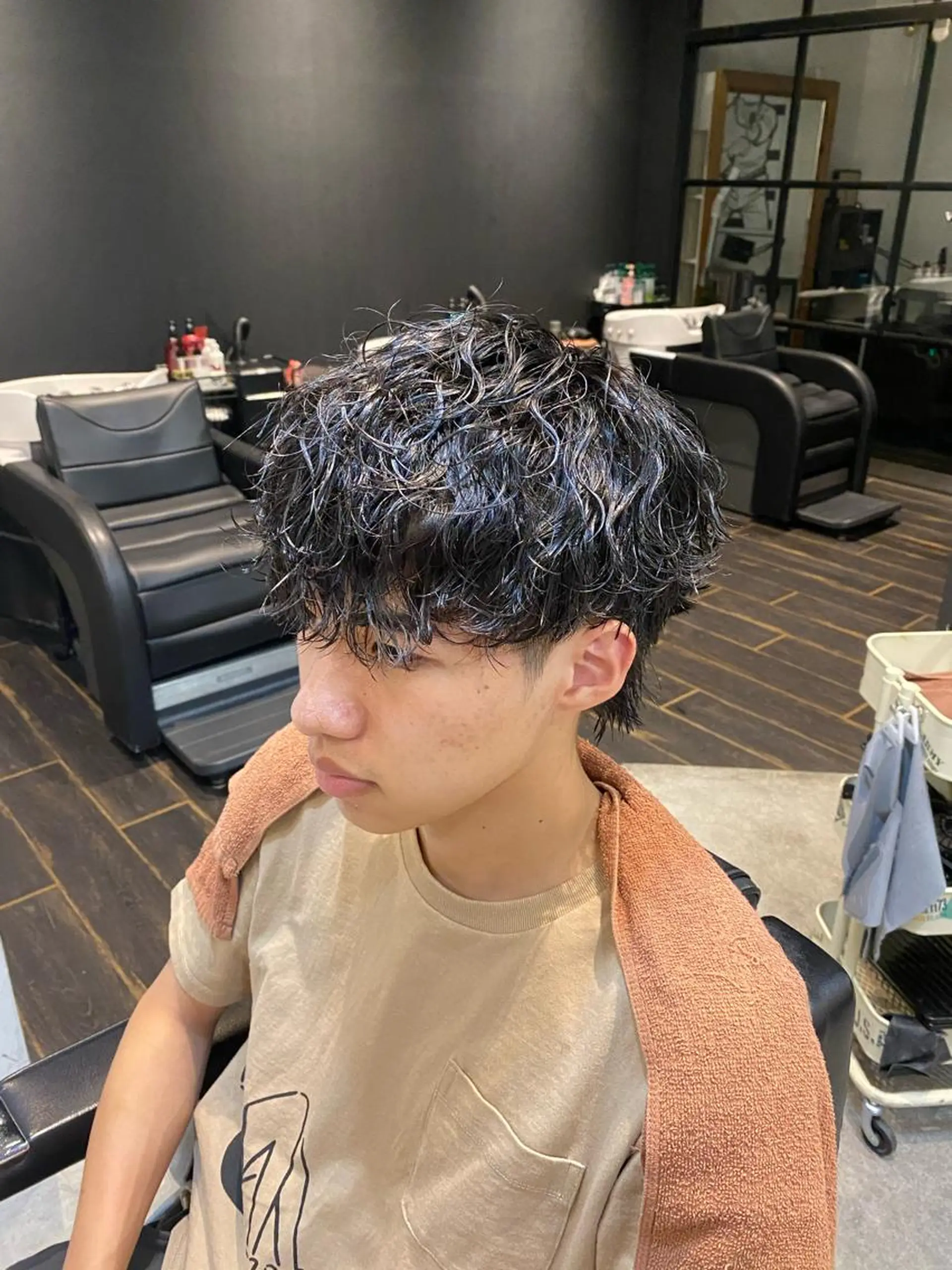 ミディアム カラー パーマ ヘアアレンジ メンズ カット パーマ トリートメント TAIGA /メンズ美容師のヘアスタイル