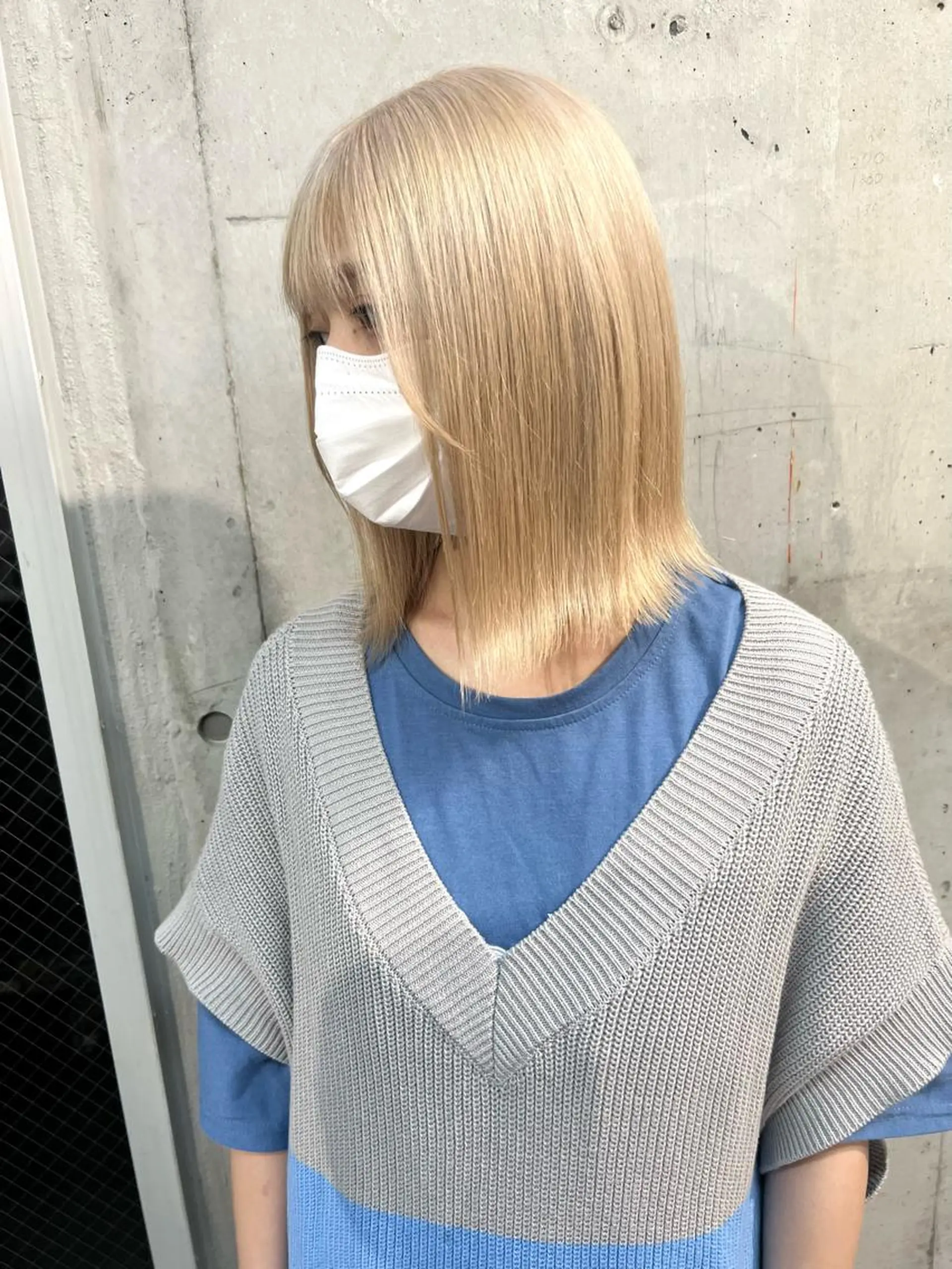 ミディアム カラー バレイヤージュ ブリーチ ブロンド ケアブリーチ ハイライトカラー ヘアカラー トリートメント lani 天神大名/ブリーチのヘアスタイル