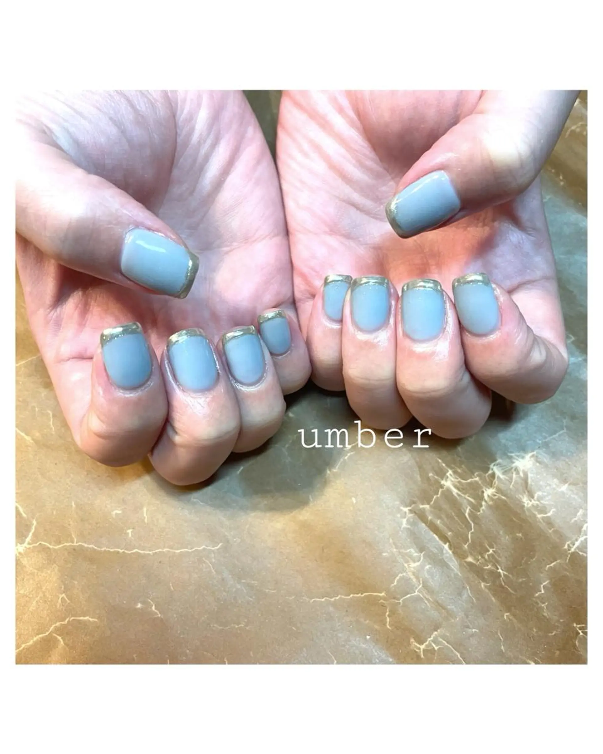 ネイル ブルー クリアネイル フラッシュネイル フットネイル フレンチネイル ハンドネイル umber 三茶1分のネイルデザイン