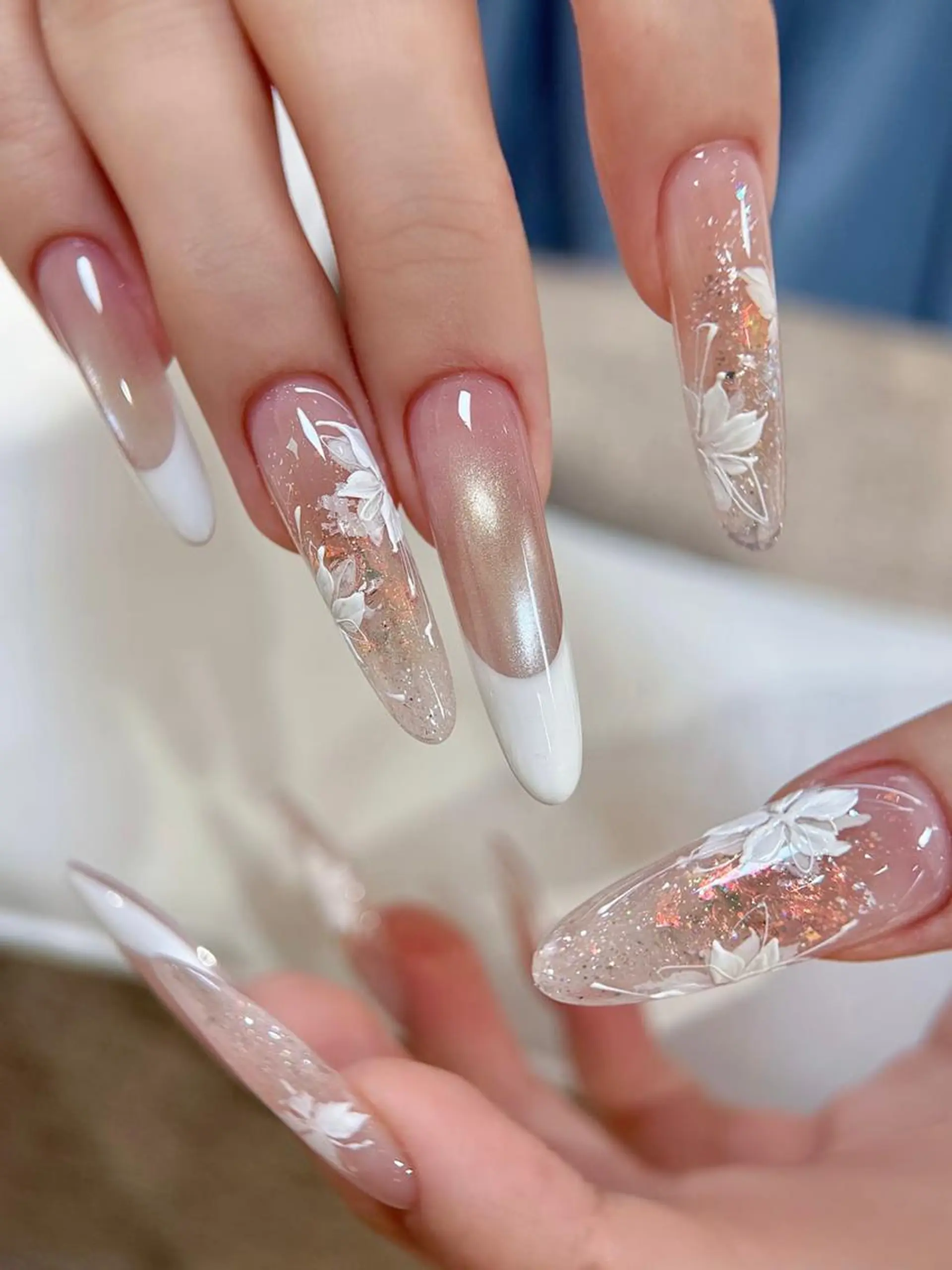 ネイル アートネイル 持ち込み ニュアンスネイル ストーンネイル Yosora nailのネイルデザイン