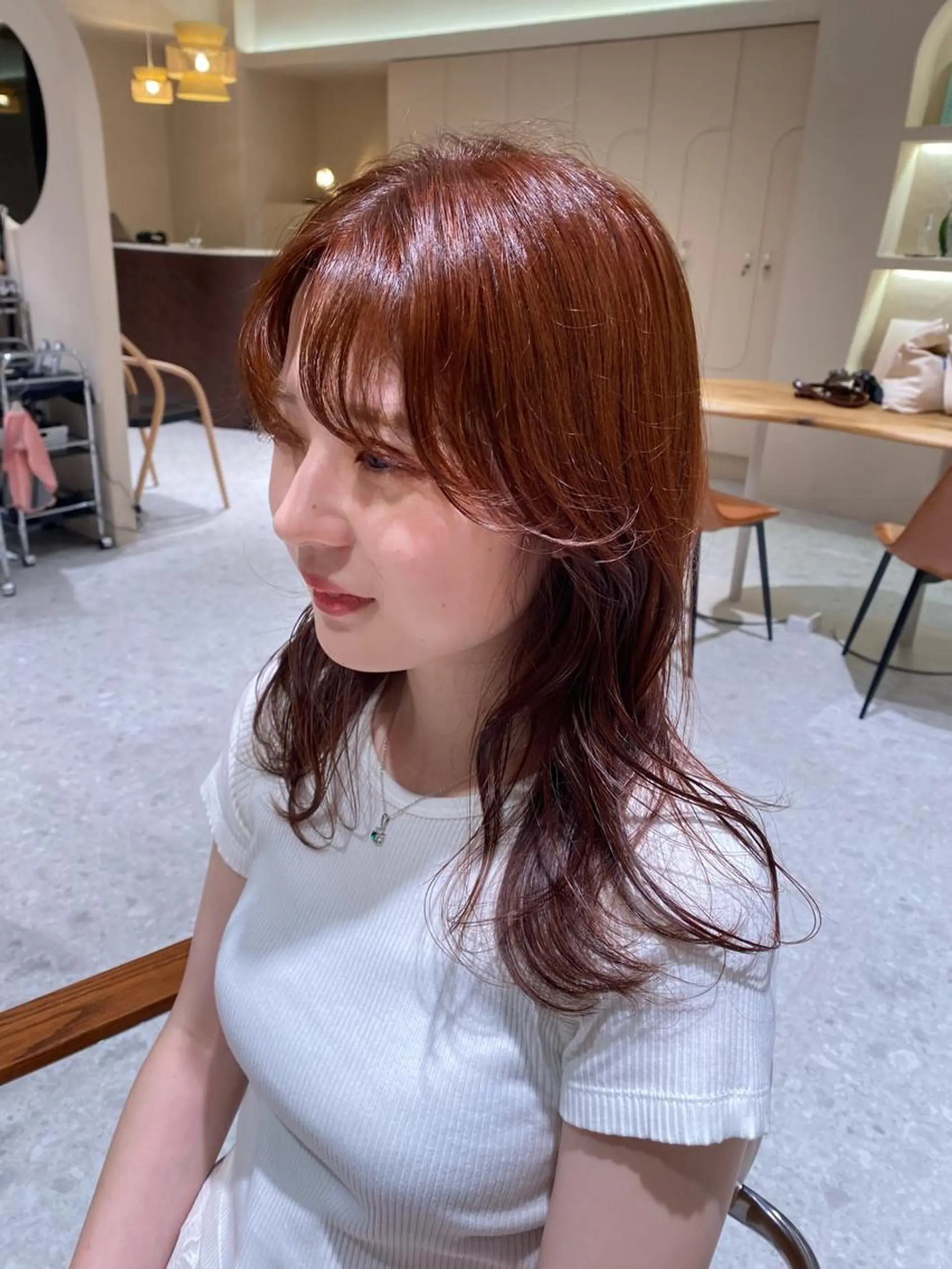 ロング オレンジブラウン ヘアカラー トリートメント Marina /表参道のヘアスタイル
