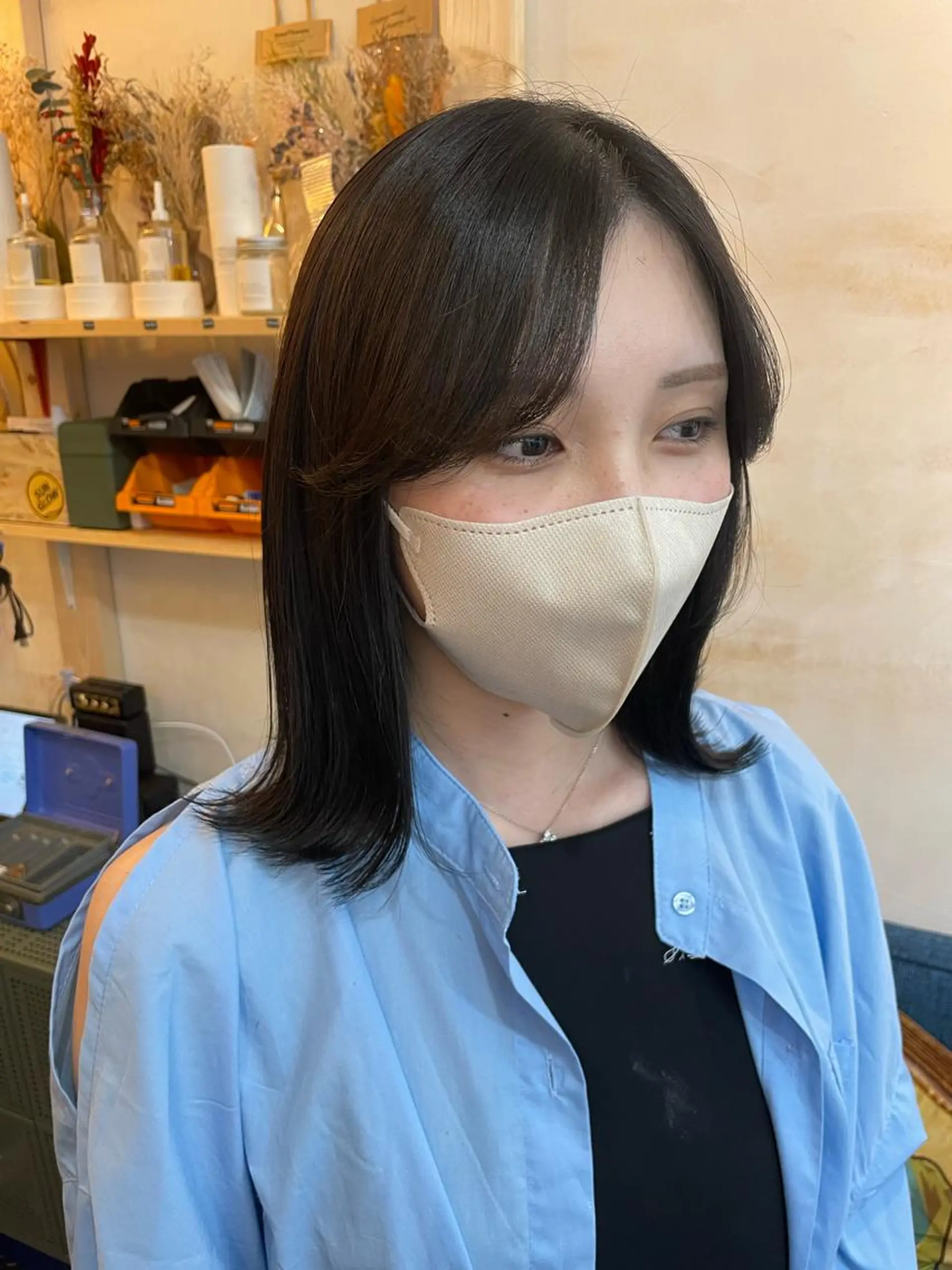 ミディアム カラー 伸ばしかけ 髪質改善 トリートメント カット ヘアカラー トリートメント SUN GLOW  サングロウ所属・ナカノメ トシアキのヘアスタイル