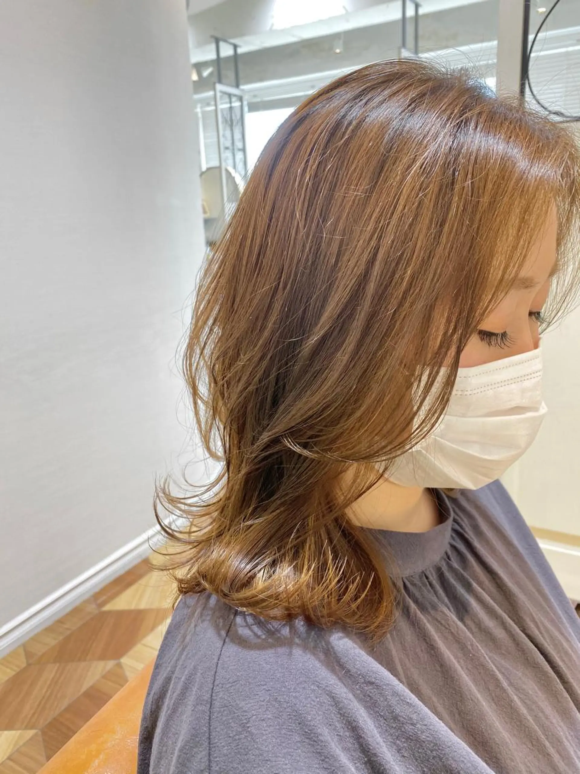 ミディアム パーマ ミディアムパーマ 伸ばしかけ ニュアンスパーマ 🌸Bob🌸 市井友佳子のヘアスタイル