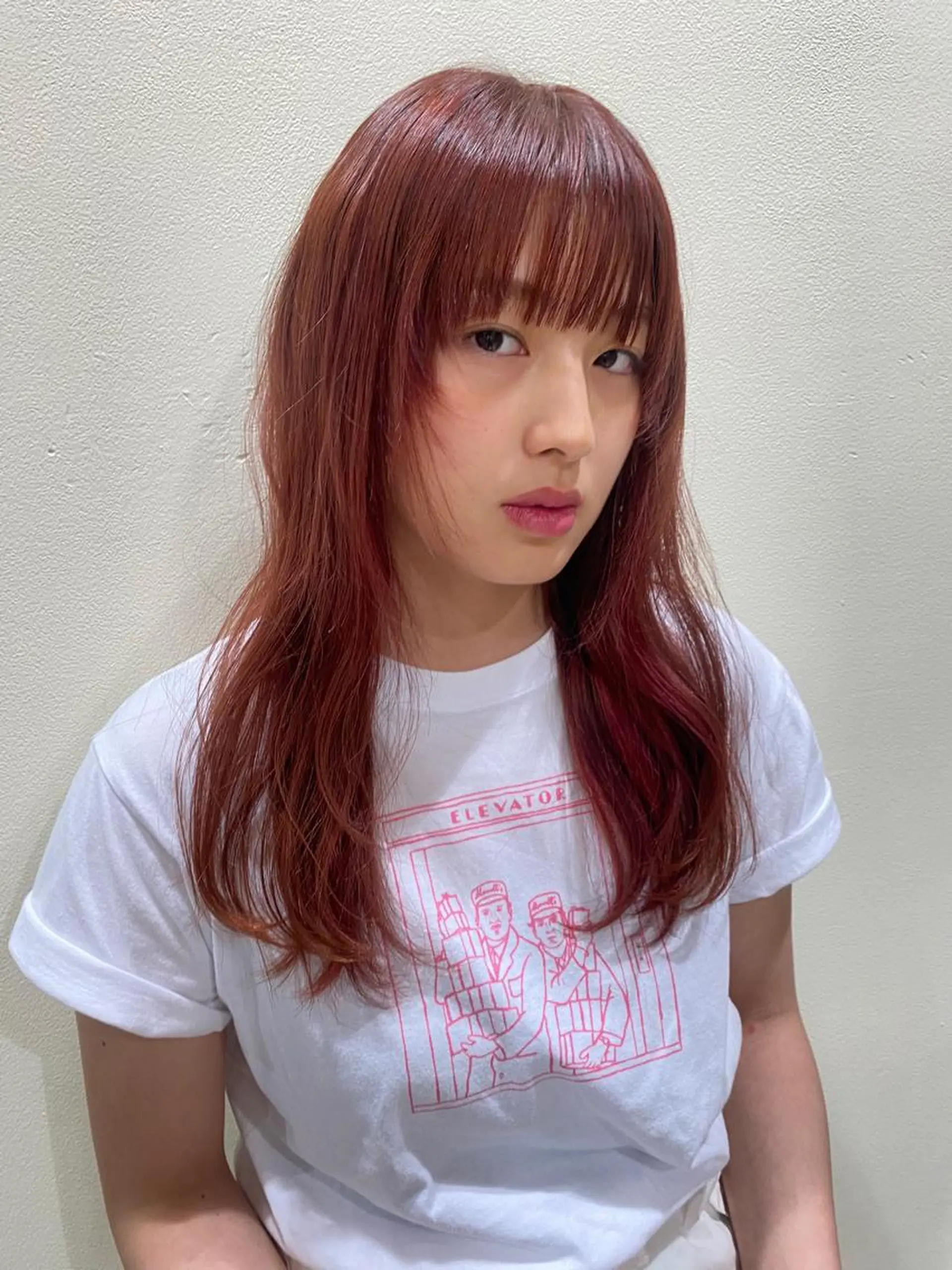 ロング カラー ブリーチ インナーカラー オレンジ ロング ヘアカラー miumiu/恵比寿 カットモデル募集のヘアスタイル