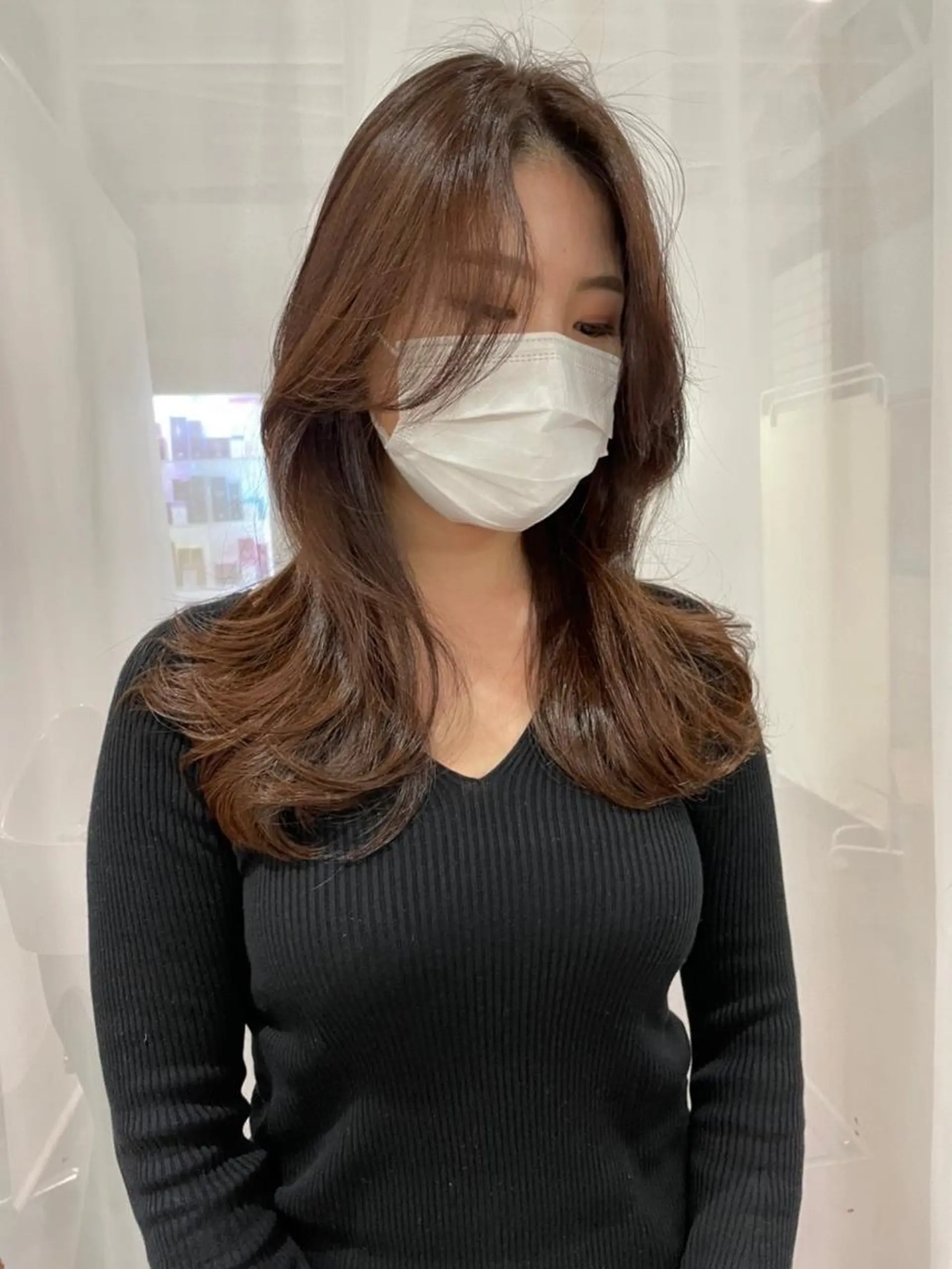 セミロング ヘアカラー トリートメント 🖤🤍石川 アイリ🤍🖤のヘアスタイル
